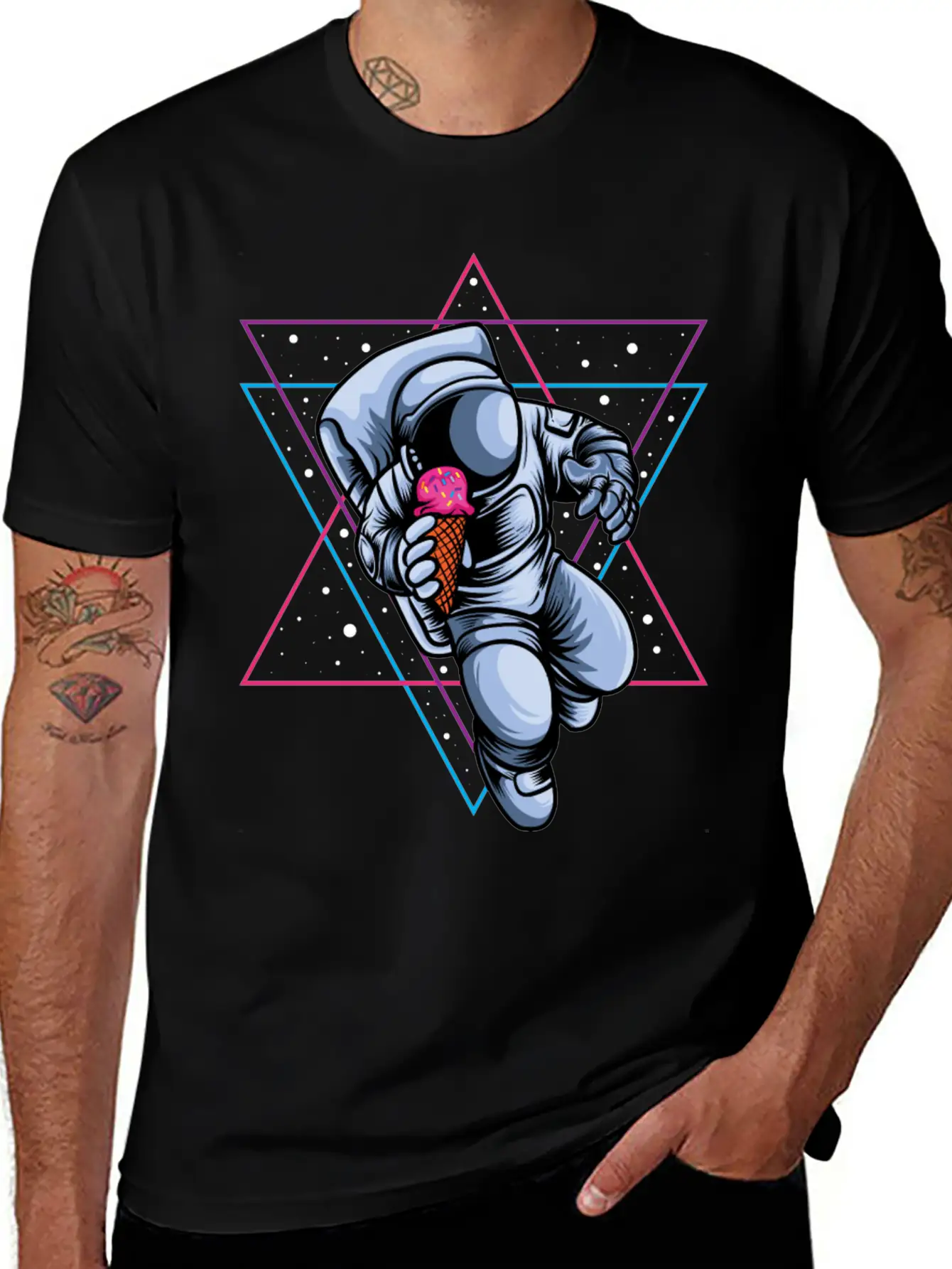 Astronaut Ice Cream Lovers Lightweight Cotton T-Shirt – Daily Comfort Graphic Shirt
