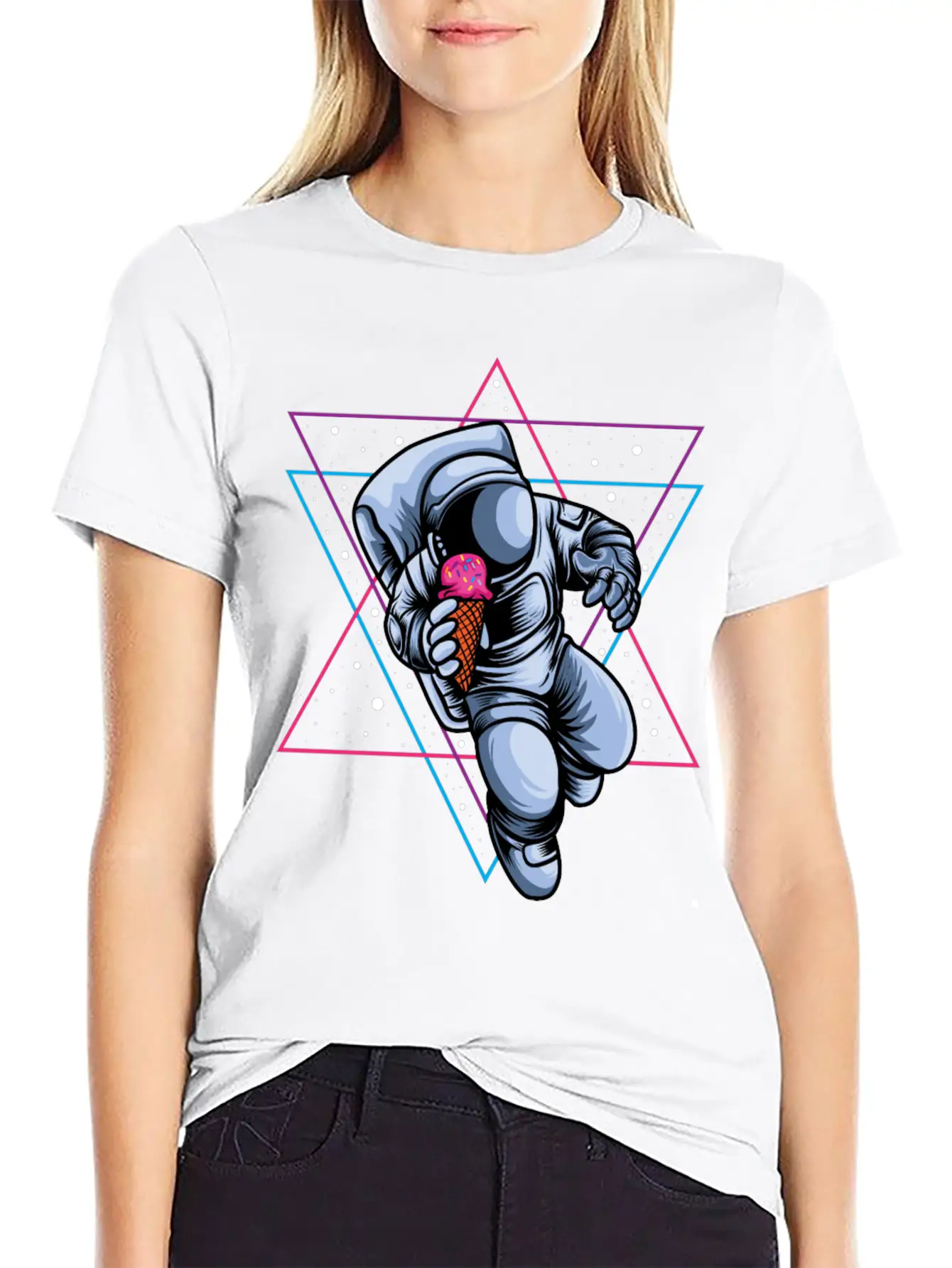 Astronaut Ice Cream Lovers Lightweight Cotton T-Shirt – Daily Comfort Graphic Shirt