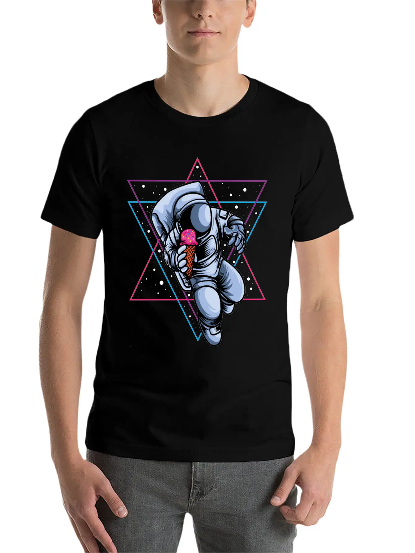 Astronaut Ice Cream Lovers Lightweight Cotton T-Shirt – Daily Comfort Graphic Shirt