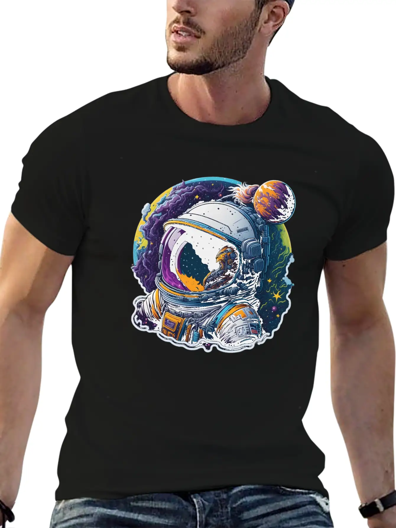 Astronaut Lost Planets Space Lightweight Cotton T-Shirt – Daily Comfort Graphic Shirt
