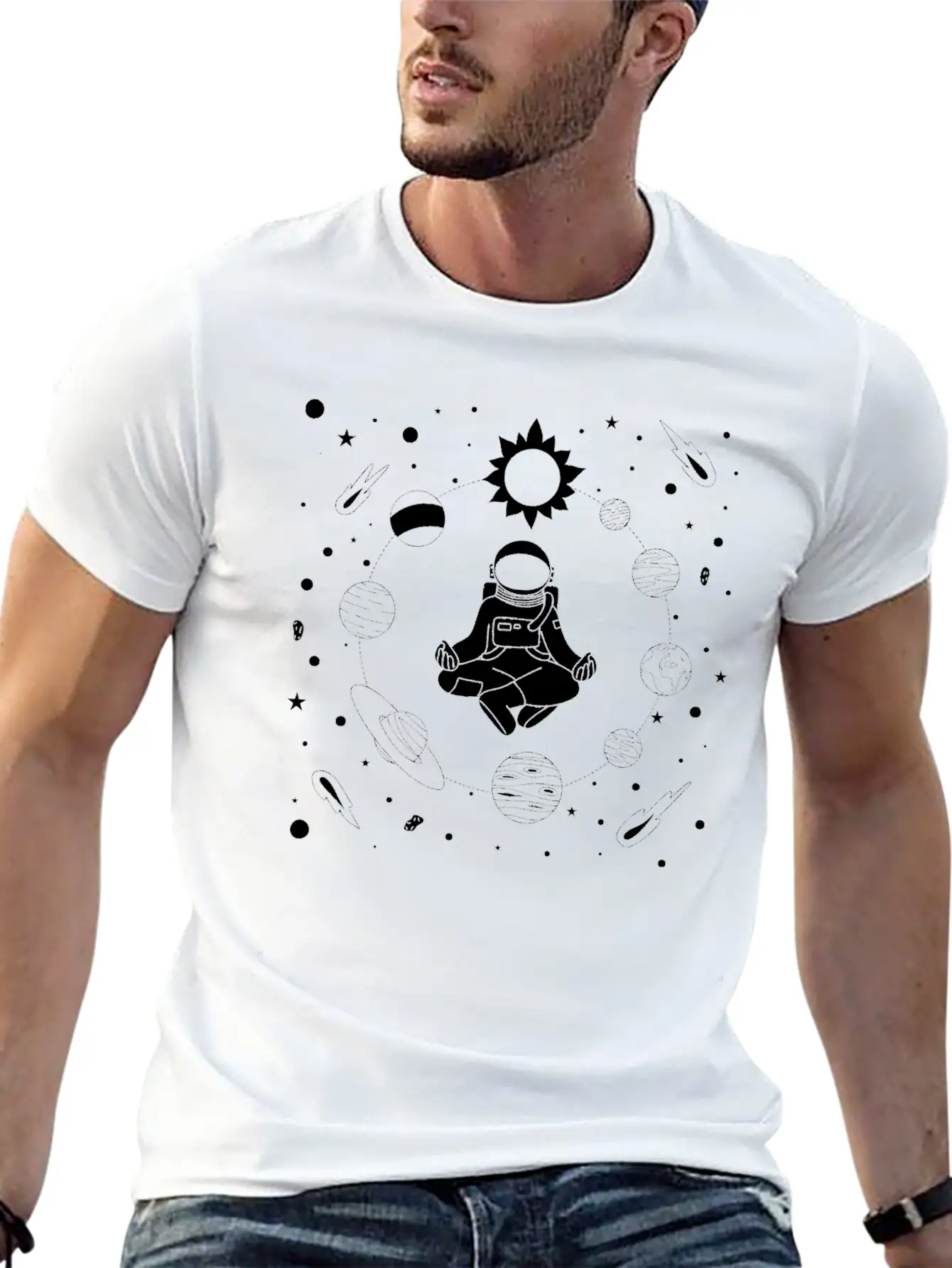 Astronaut Meditation Unisex Casual T-Shirt – Clean Design For Daily Comfort