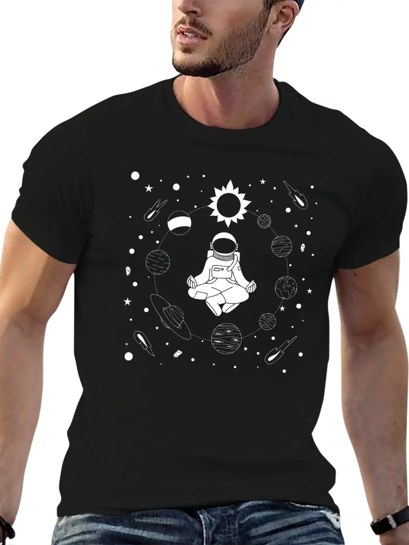 Astronaut Meditation Unisex Casual T-Shirt – Clean Design For Daily Comfort