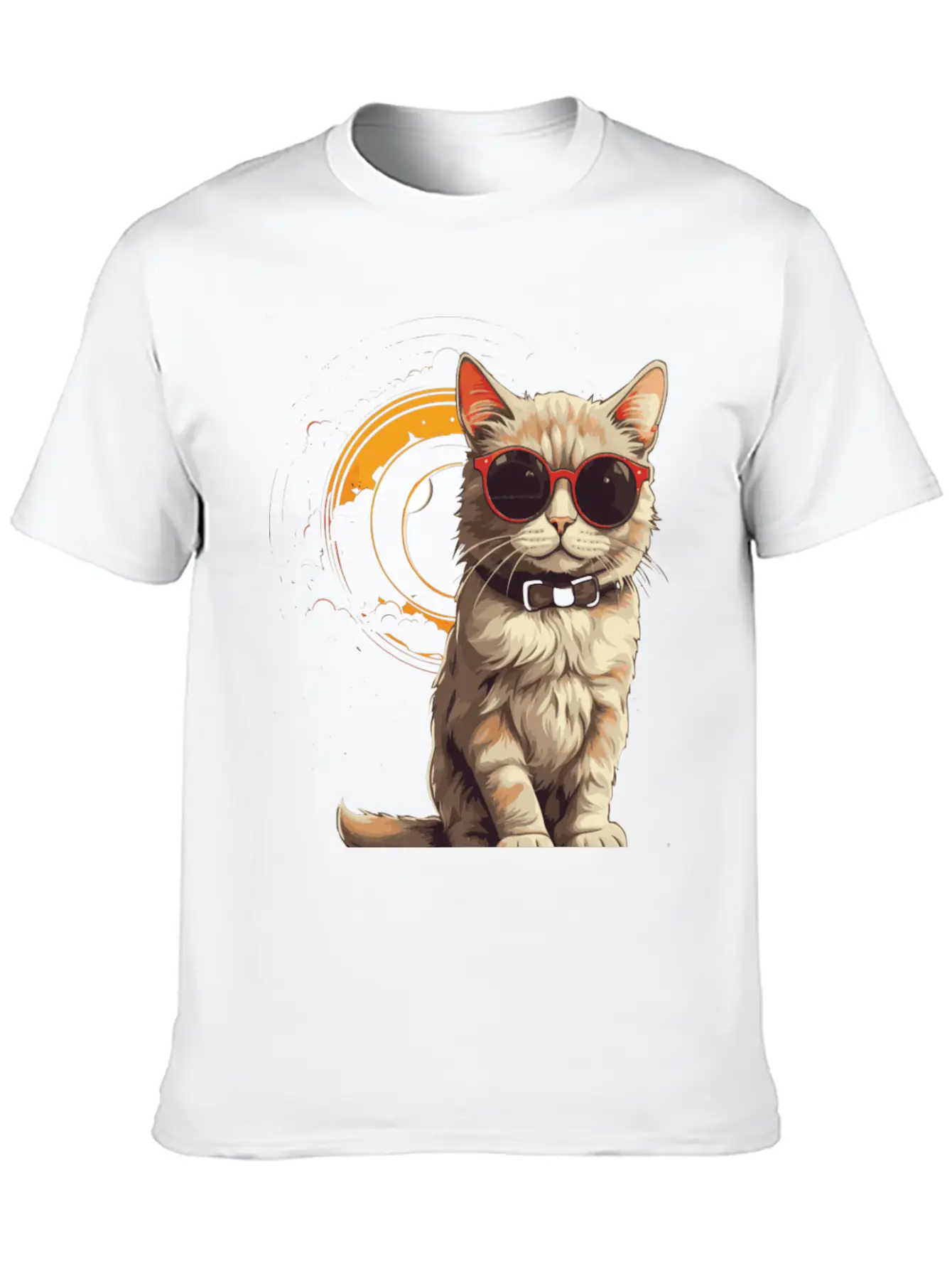Astronomical Cat Eclipse Essential Cotton Tee For Daily Outfits – Unisex Style