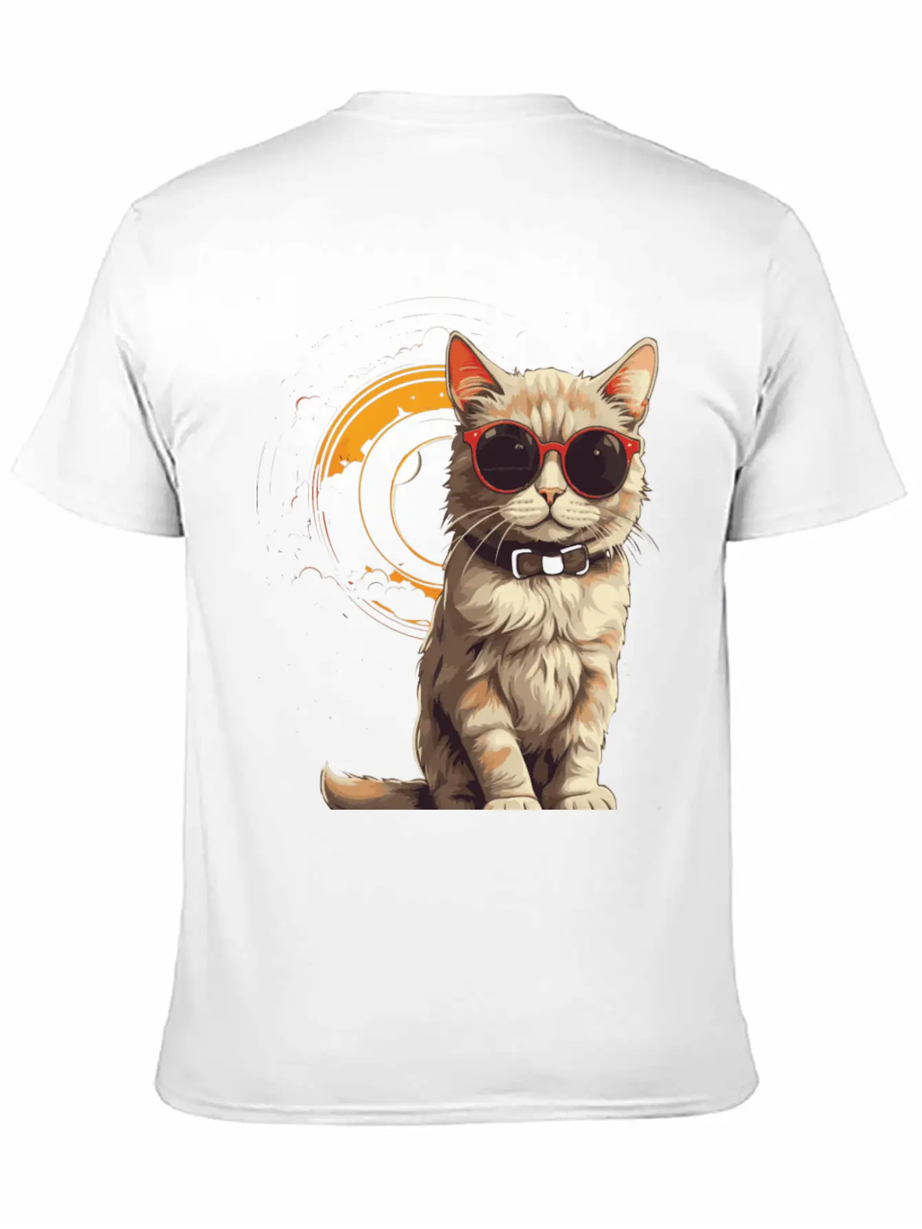 Astronomical Cat Eclipse Essential Cotton Tee For Daily Outfits – Unisex Style