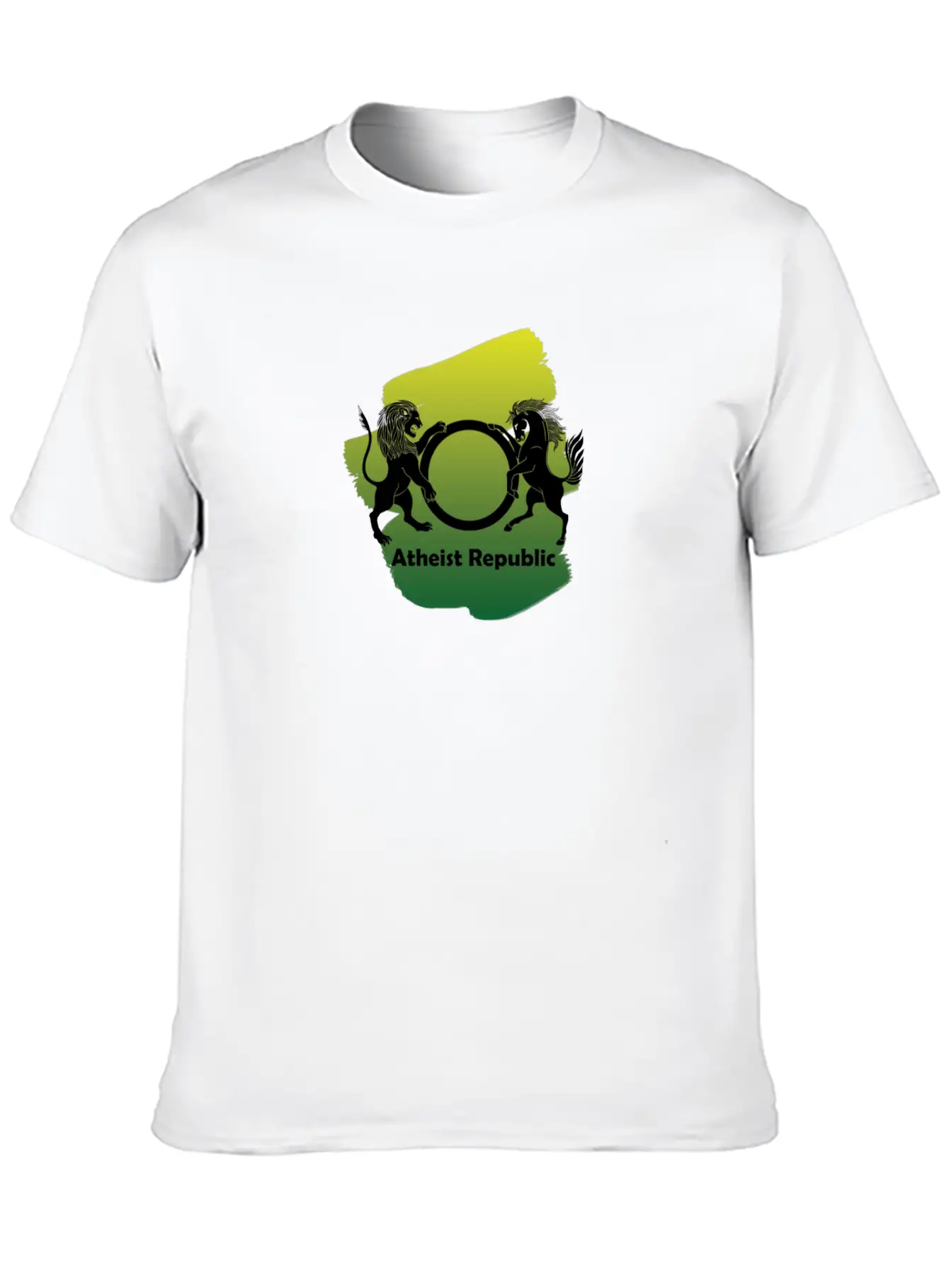 Atheist Republic Logo - Yellow & Green Paint Classic Fit Graphic Tee For Daily Comfort – Unisex Cotton Shirt