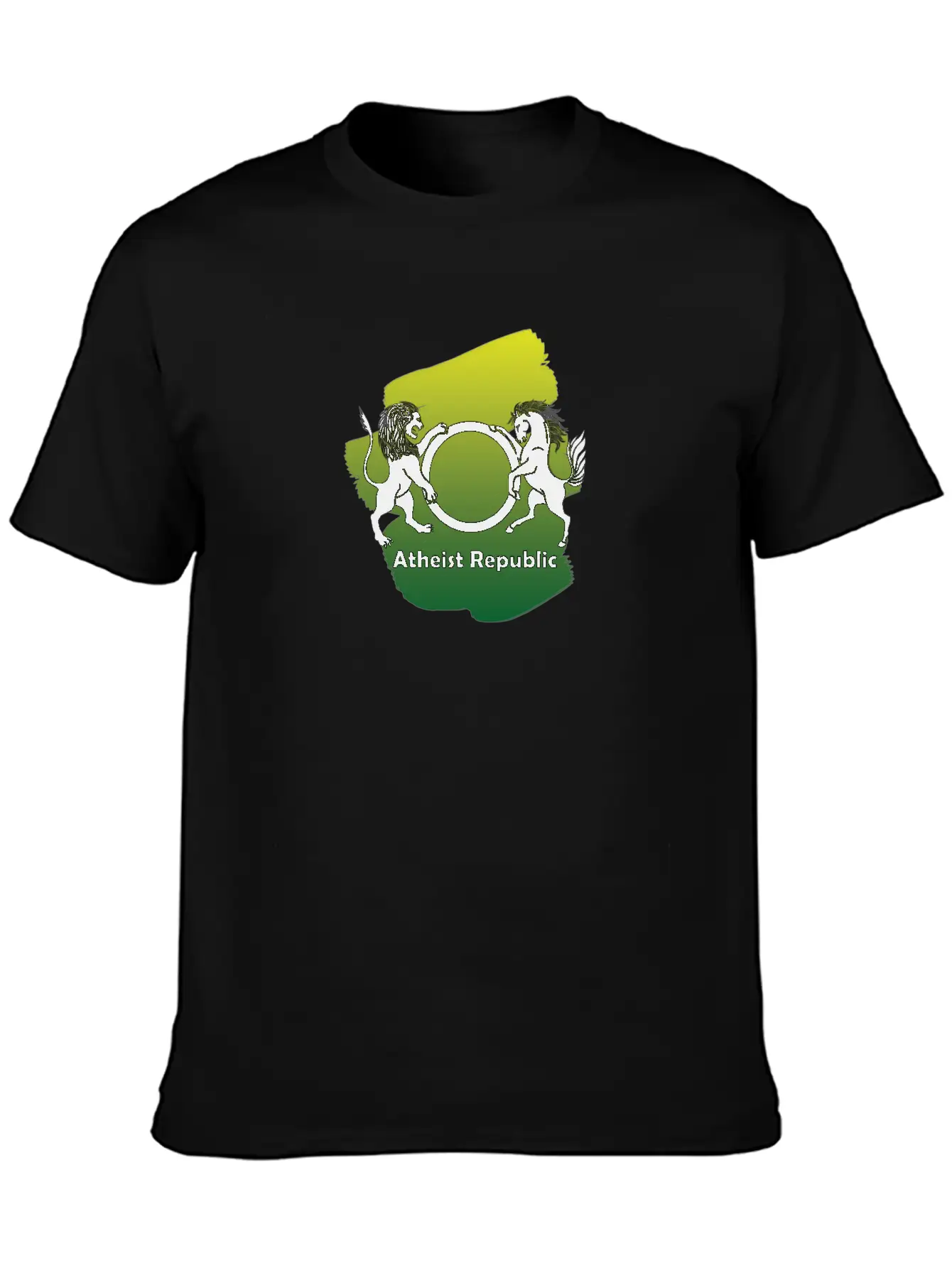 Atheist Republic Logo - Yellow & Green Paint Classic Fit Graphic Tee For Daily Comfort – Unisex Cotton Shirt