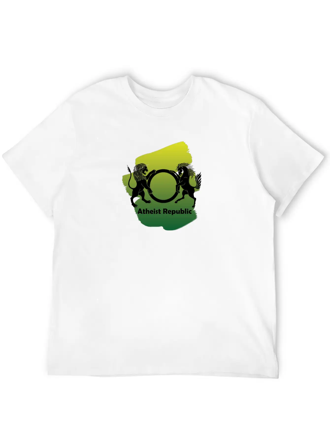 Atheist Republic Logo - Yellow & Green Paint Classic Fit Graphic Tee For Daily Comfort – Unisex Cotton Shirt