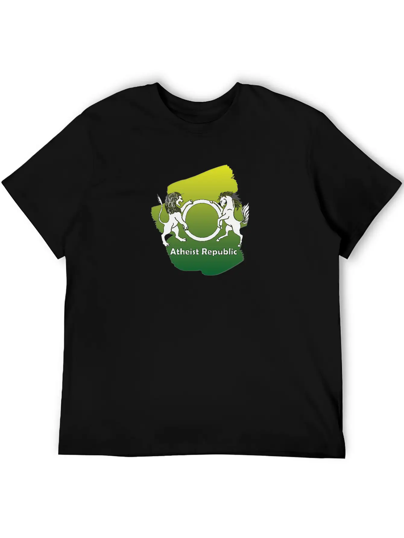 Atheist Republic Logo - Yellow & Green Paint Classic Fit Graphic Tee For Daily Comfort – Unisex Cotton Shirt
