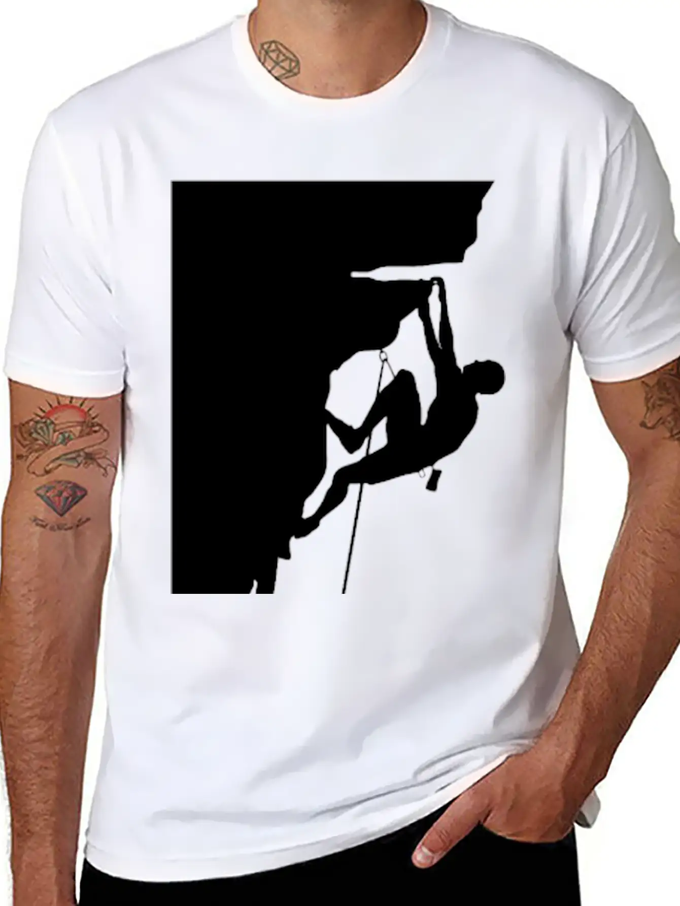Athletic Man Climbing Mountain Rock Basic Graphic T-Shirt – Daily Comfort In Soft Cotton