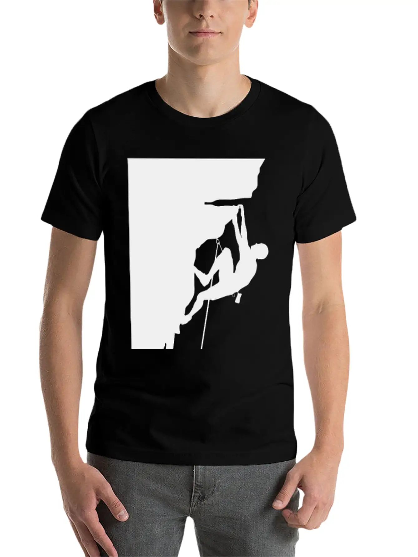 Athletic Man Climbing Mountain Rock Basic Graphic T-Shirt – Daily Comfort In Soft Cotton