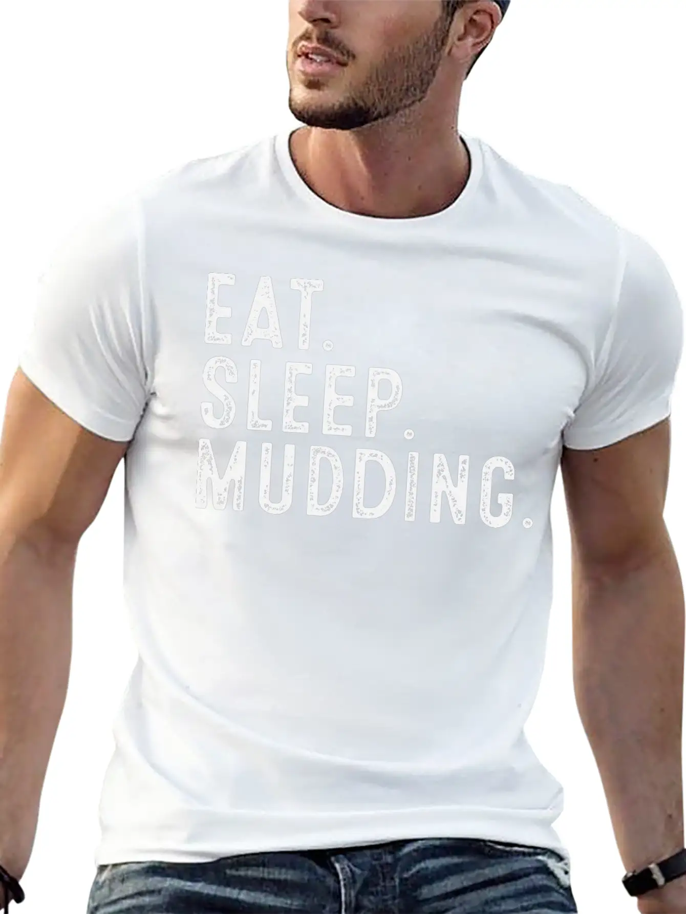 Atv Riding Eat Sleep Mudding T-Shirts Lightweight Cotton T-Shirt – Daily Comfort Graphic Shirt