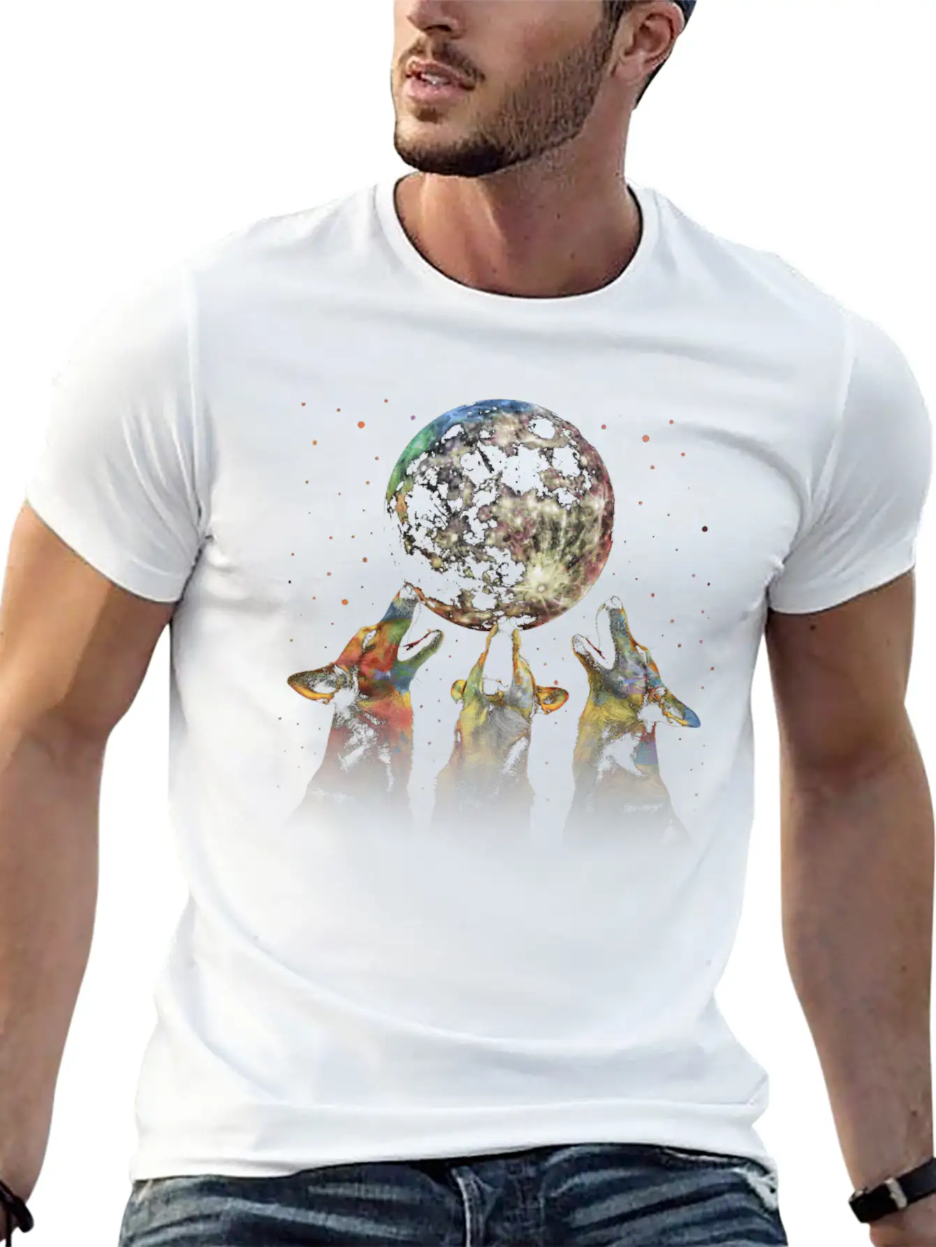 Australian Cattle Dog Dog Howling Moon Essential Cotton Tee For Daily Outfits – Unisex Style