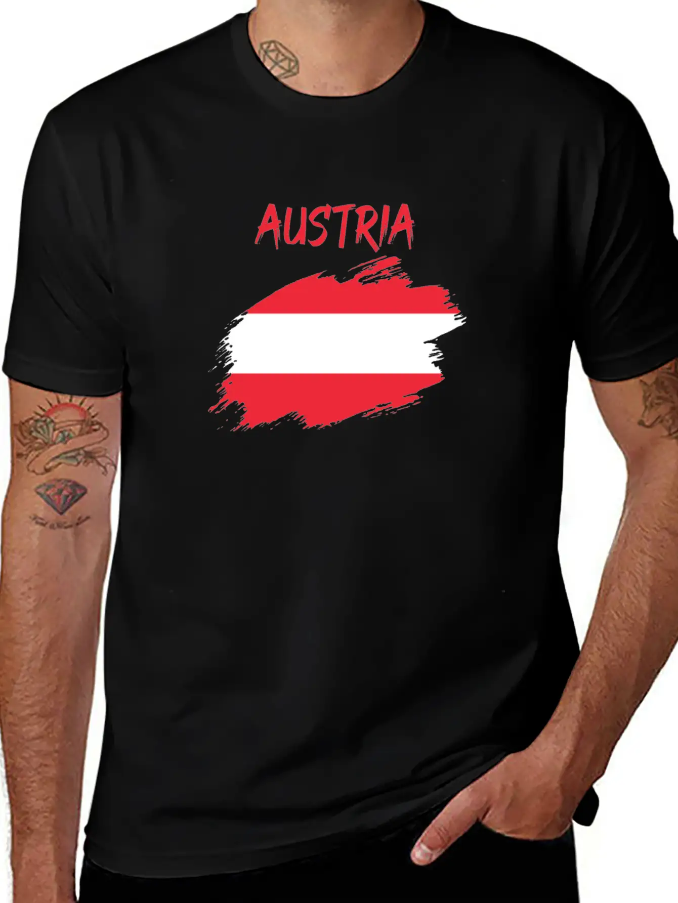 Austria Flag Banner Austrian Modern Fit Casual T-Shirt ��� Clean And Versatile Design