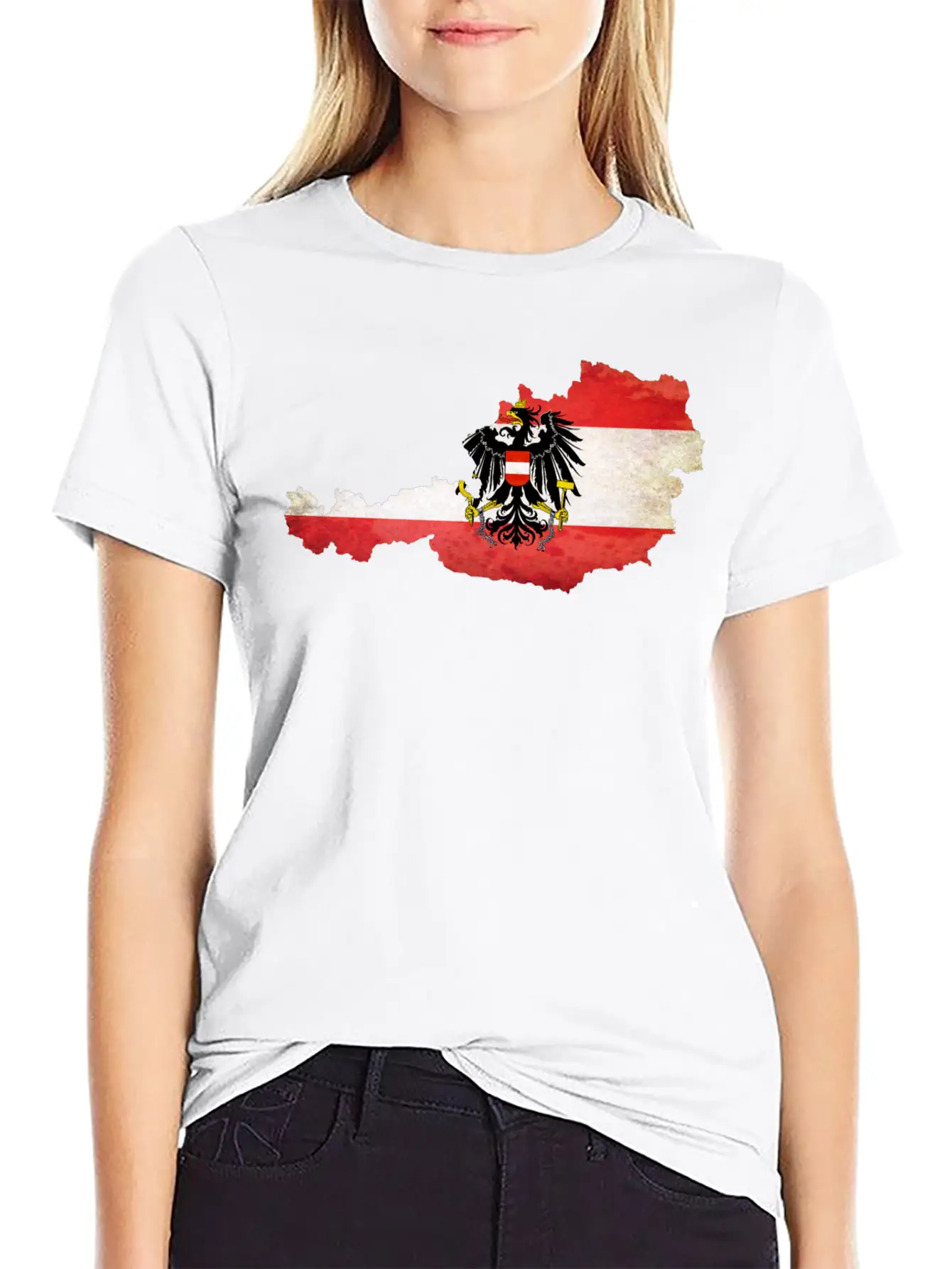 Austria Flag Map Modern Fit Casual T-Shirt – Clean And Versatile Design