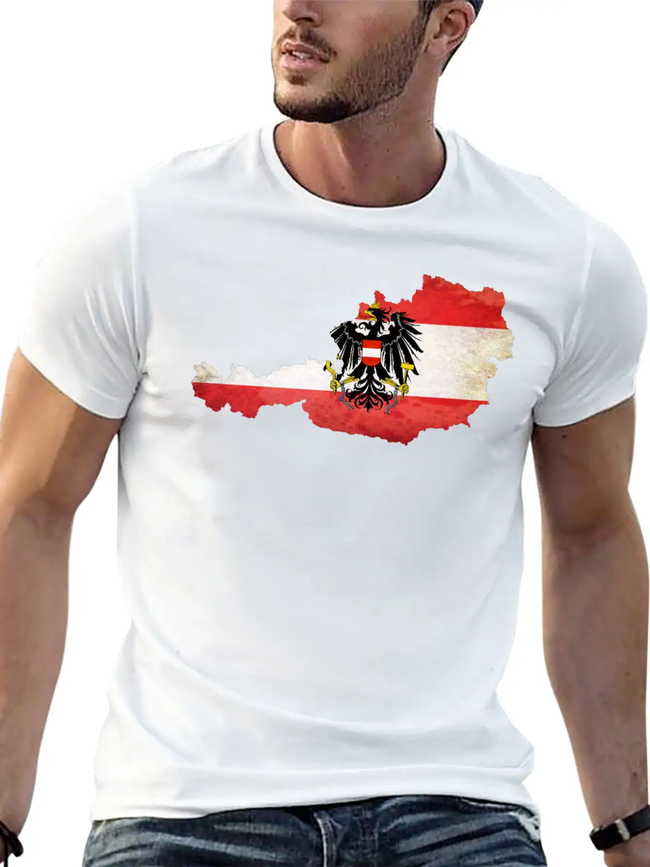 Austria Flag Map Modern Fit Casual T-Shirt – Clean And Versatile Design
