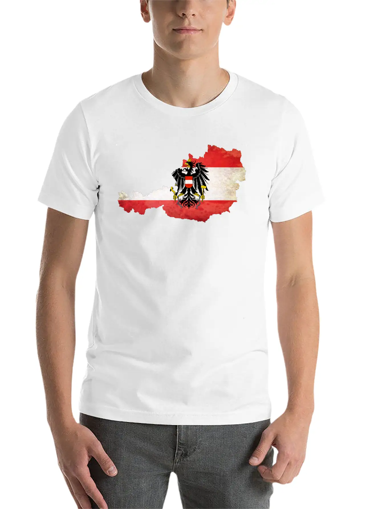 Austria Flag Map Modern Fit Casual T-Shirt – Clean And Versatile Design