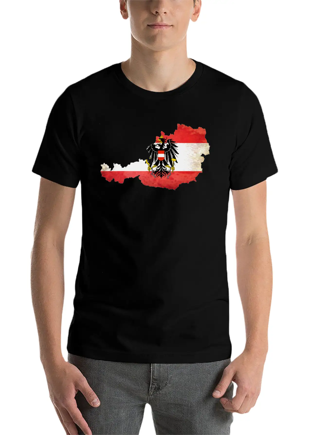 Austria Flag Map Modern Fit Casual T-Shirt – Clean And Versatile Design
