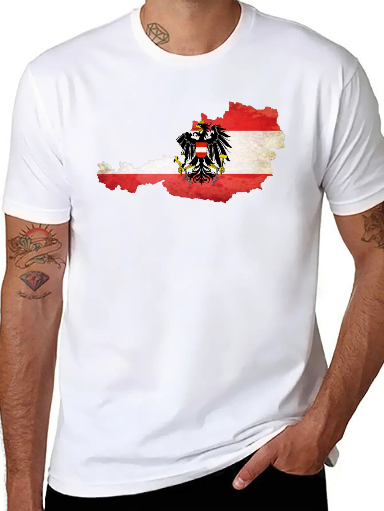 Austria Flag Map Modern Fit Casual T-Shirt – Clean And Versatile Design