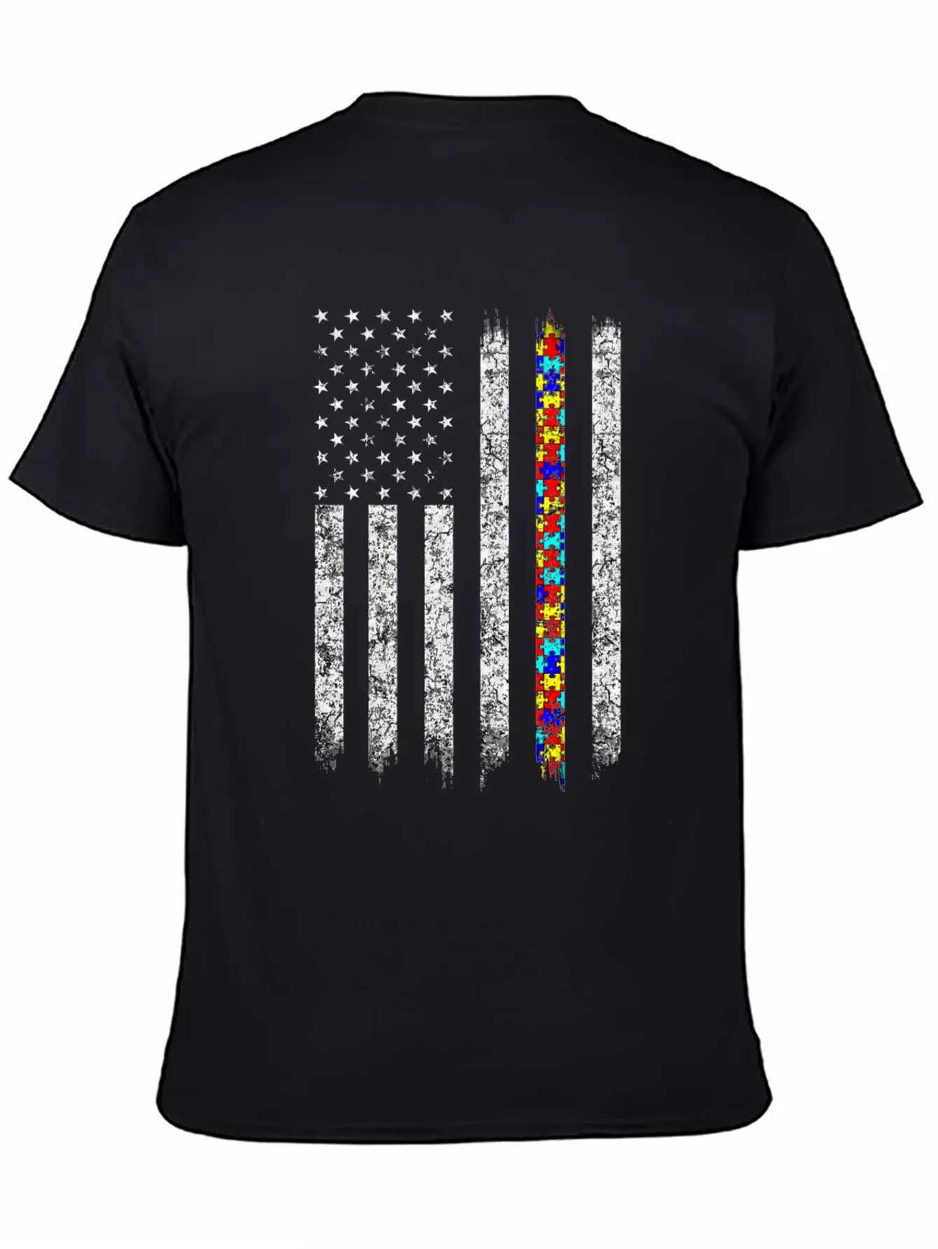 Autism Awareness American Flag Basic Graphic T-Shirt – Daily Comfort In Soft Cotton