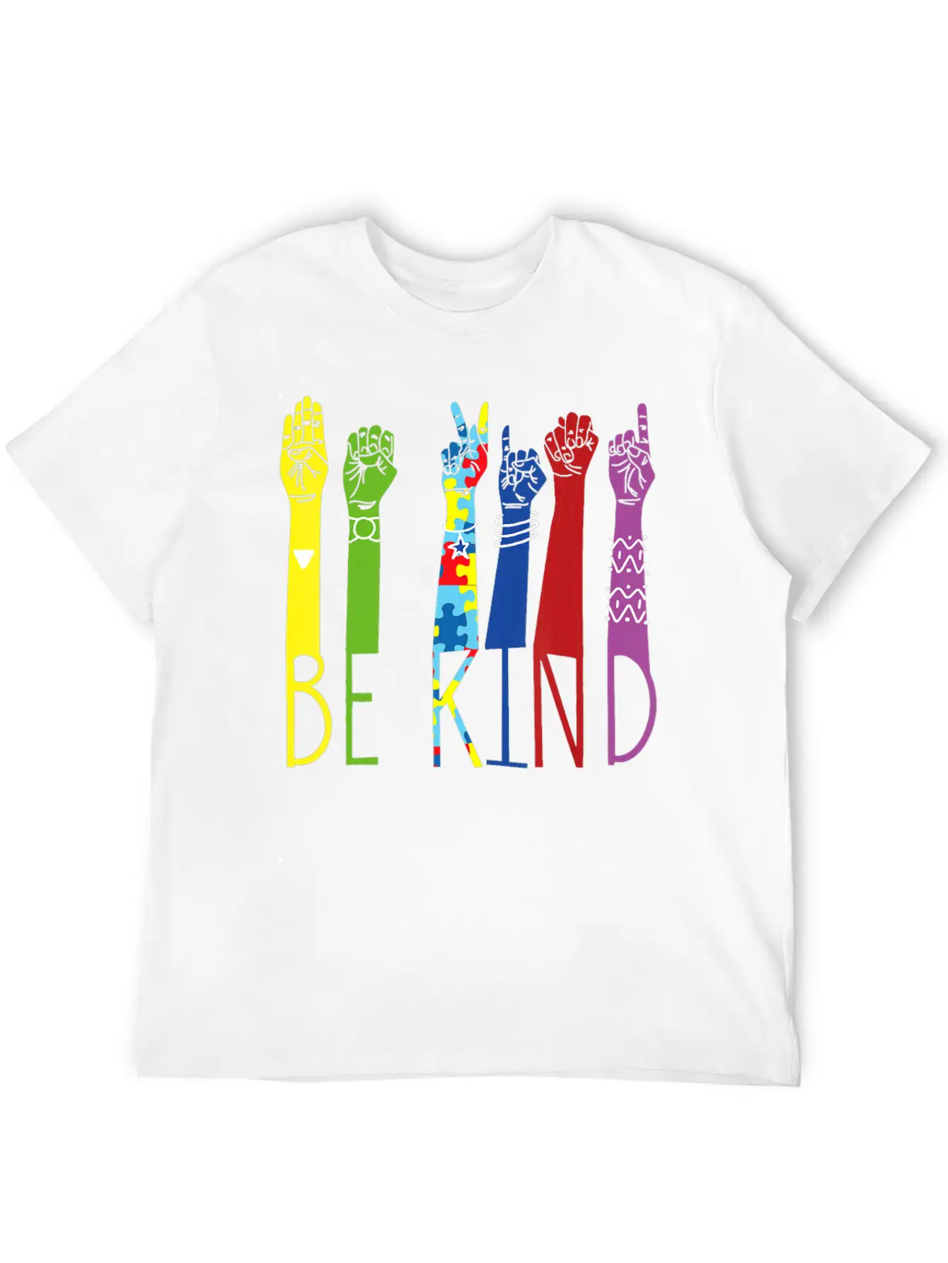 Autism Awareness Be Kind Sign Language Hand Basic Graphic T-Shirt – Daily Comfort In Soft Cotton
