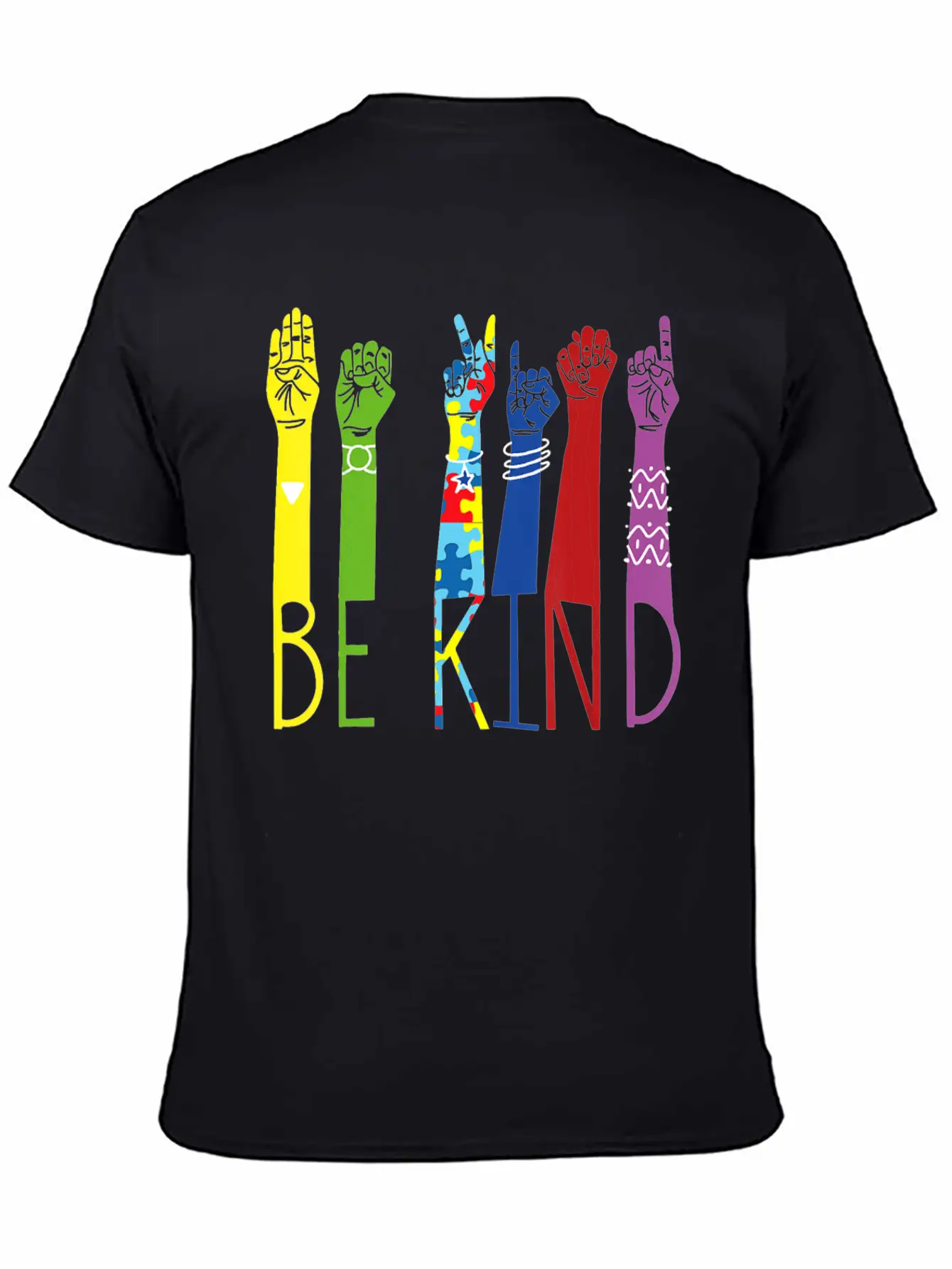 Autism Awareness Be Kind Sign Language Hand Basic Graphic T-Shirt – Daily Comfort In Soft Cotton