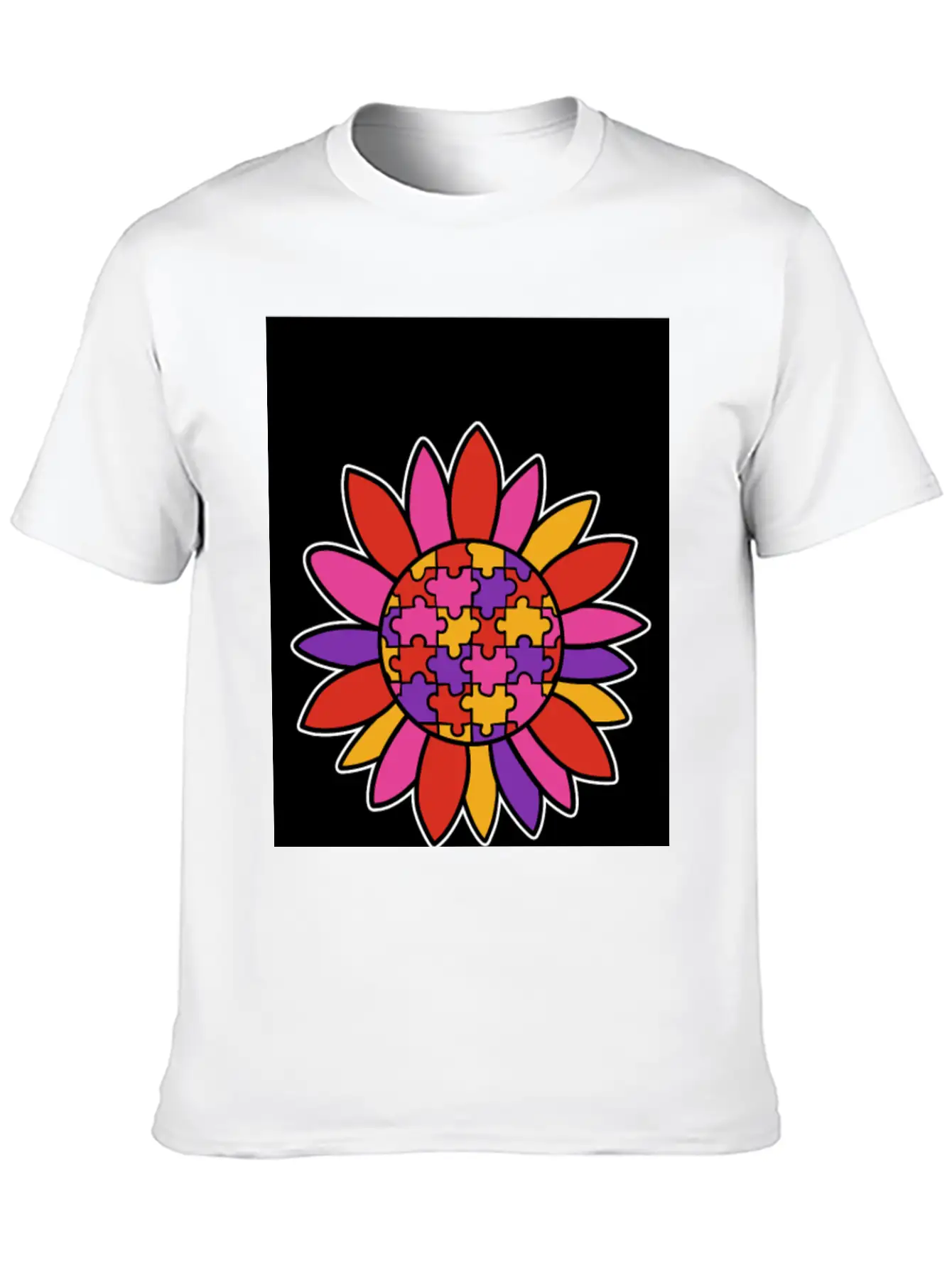 Autism Flower Puzzle Down Syndrome Trisomie 21 ASD Soft Cotton Short Sleeve Tee – Unisex Wardrobe Staple