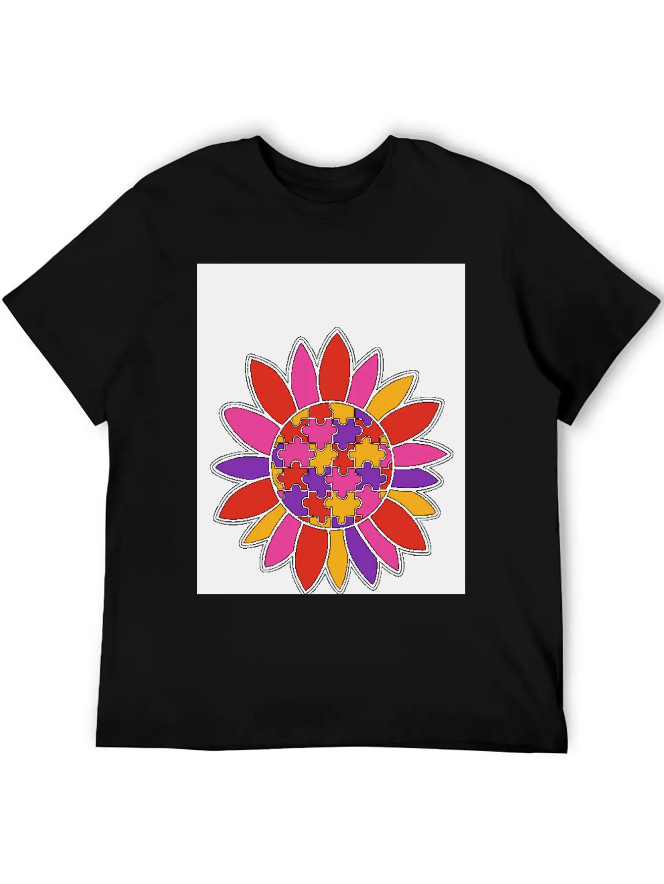 Autism Flower Puzzle Down Syndrome Trisomie 21 ASD Soft Cotton Short Sleeve Tee – Unisex Wardrobe Staple