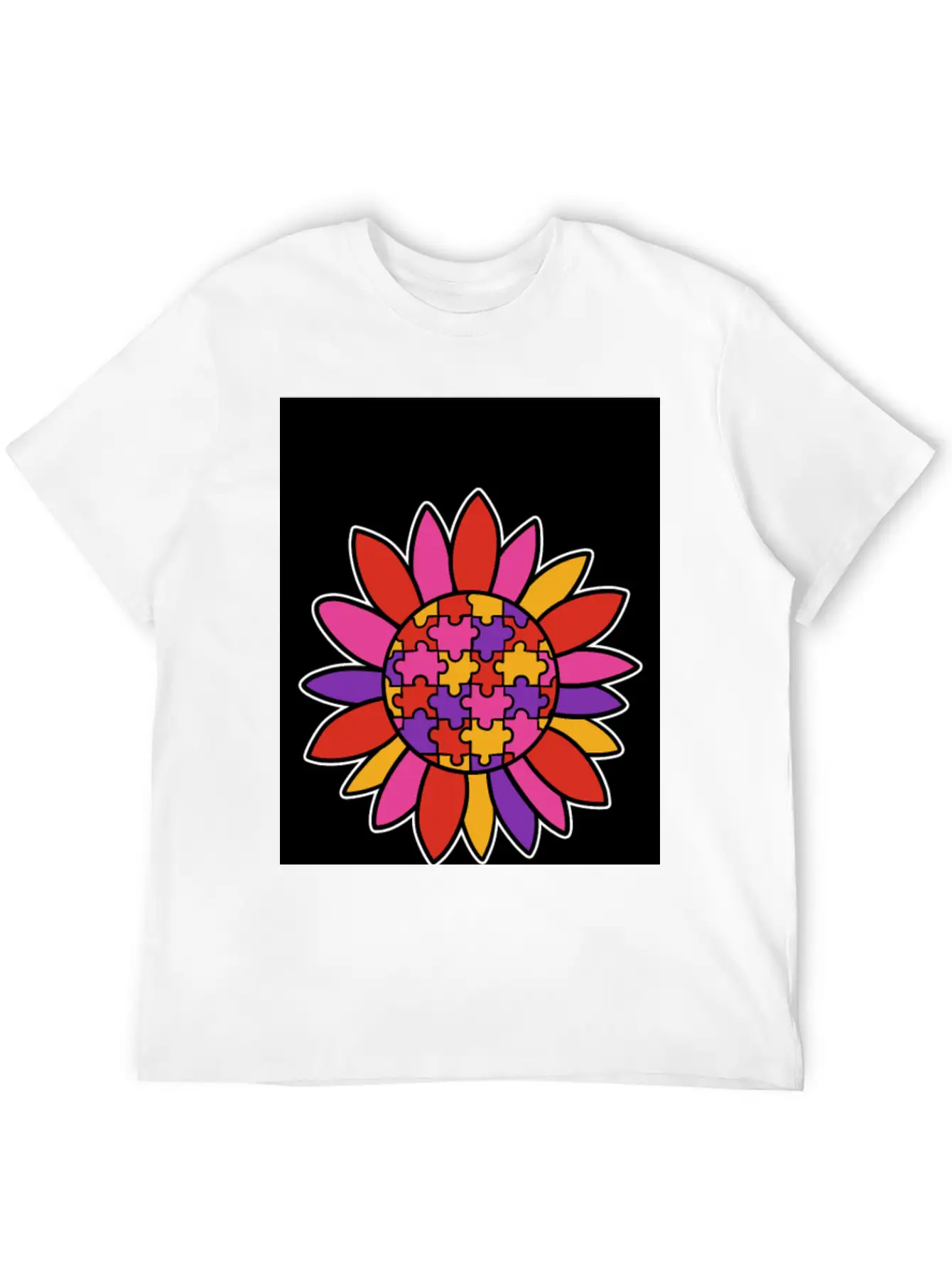 Autism Flower Puzzle Down Syndrome Trisomie 21 ASD Soft Cotton Short Sleeve Tee – Unisex Wardrobe Staple