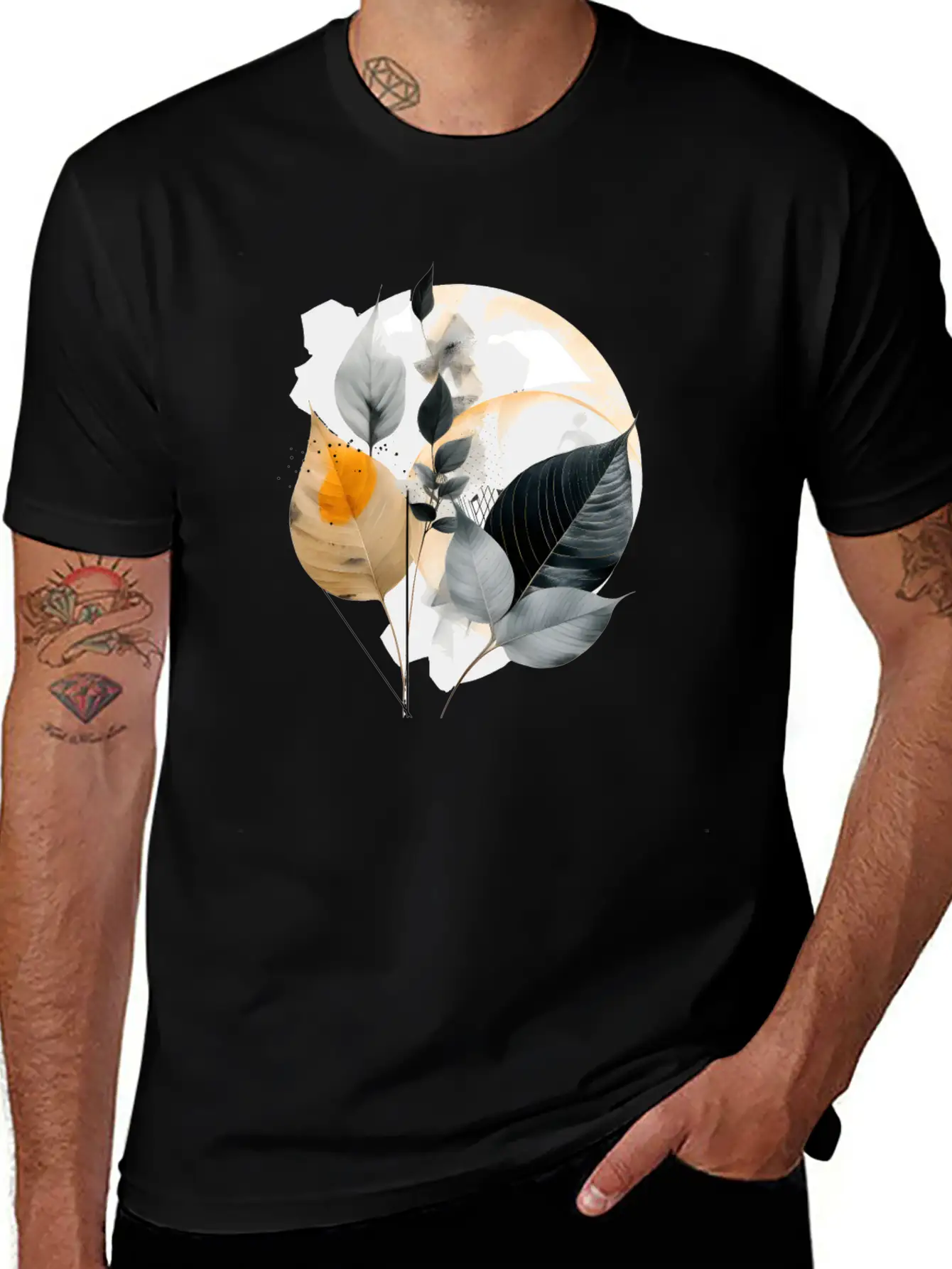 Autumn Leaves Modern Artwork Basic Graphic T-Shirt – Daily Comfort In Soft Cotton