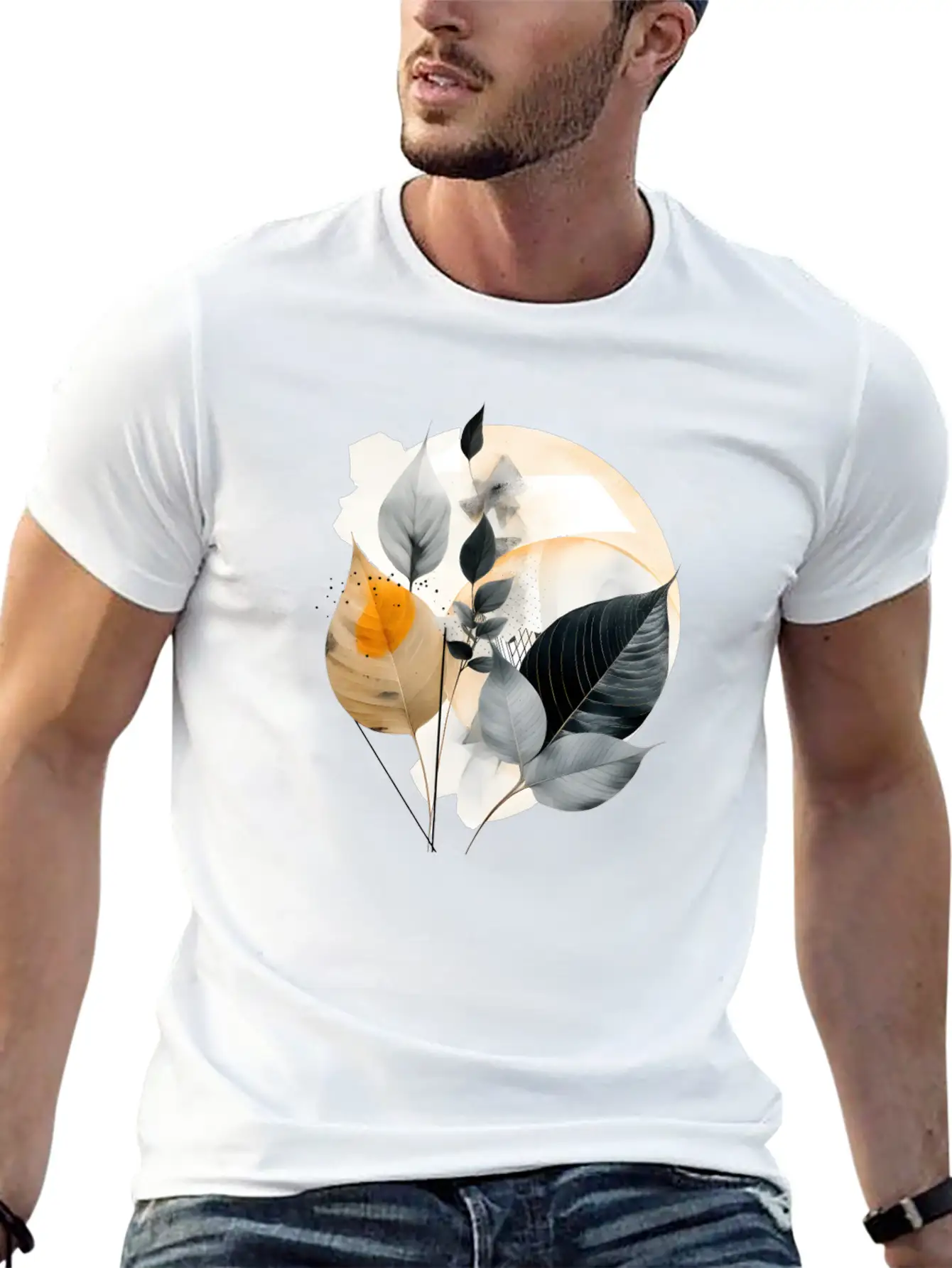 Autumn Leaves Modern Artwork Basic Graphic T-Shirt – Daily Comfort In Soft Cotton