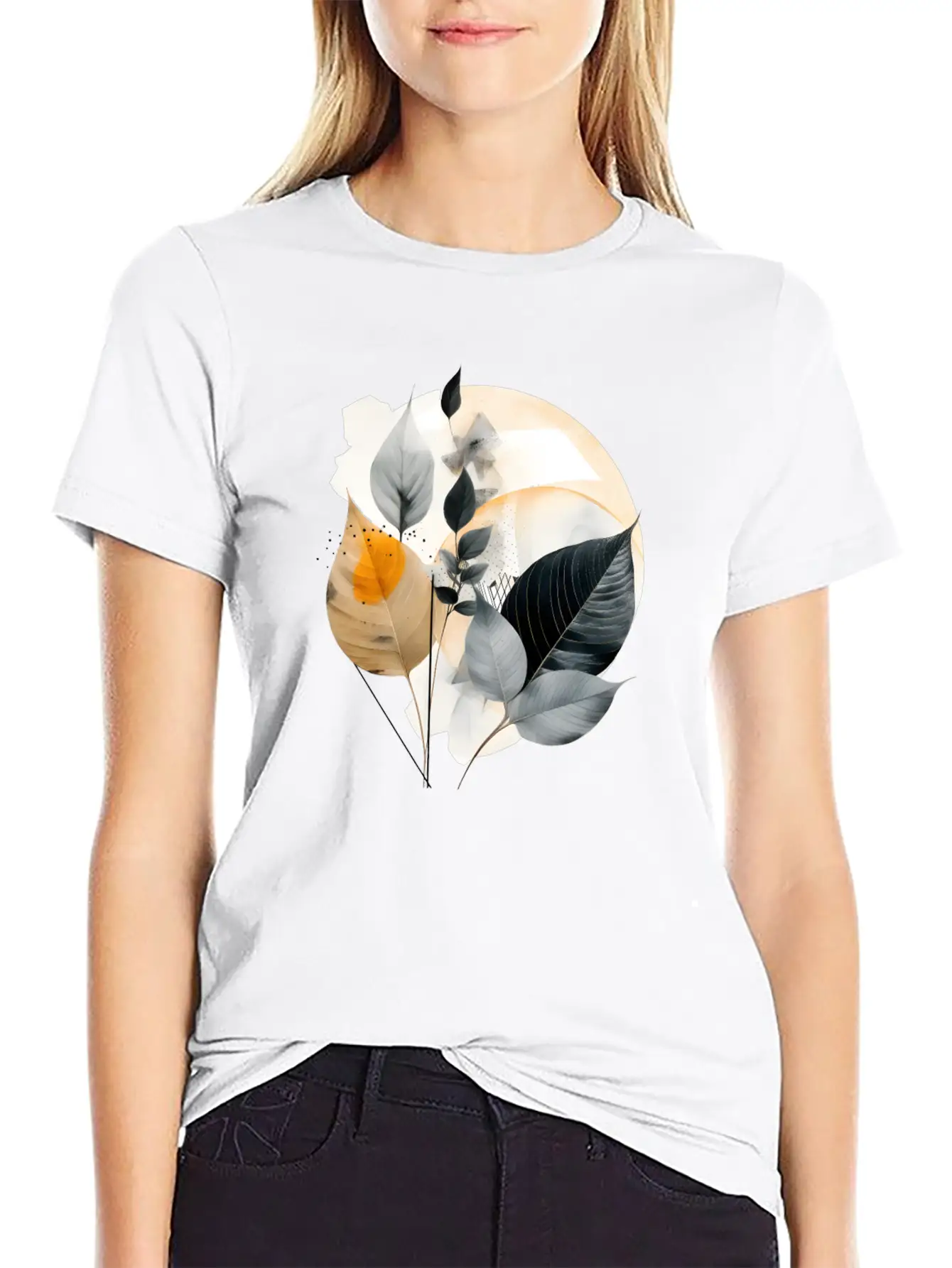 Autumn Leaves Modern Artwork Basic Graphic T-Shirt – Daily Comfort In Soft Cotton