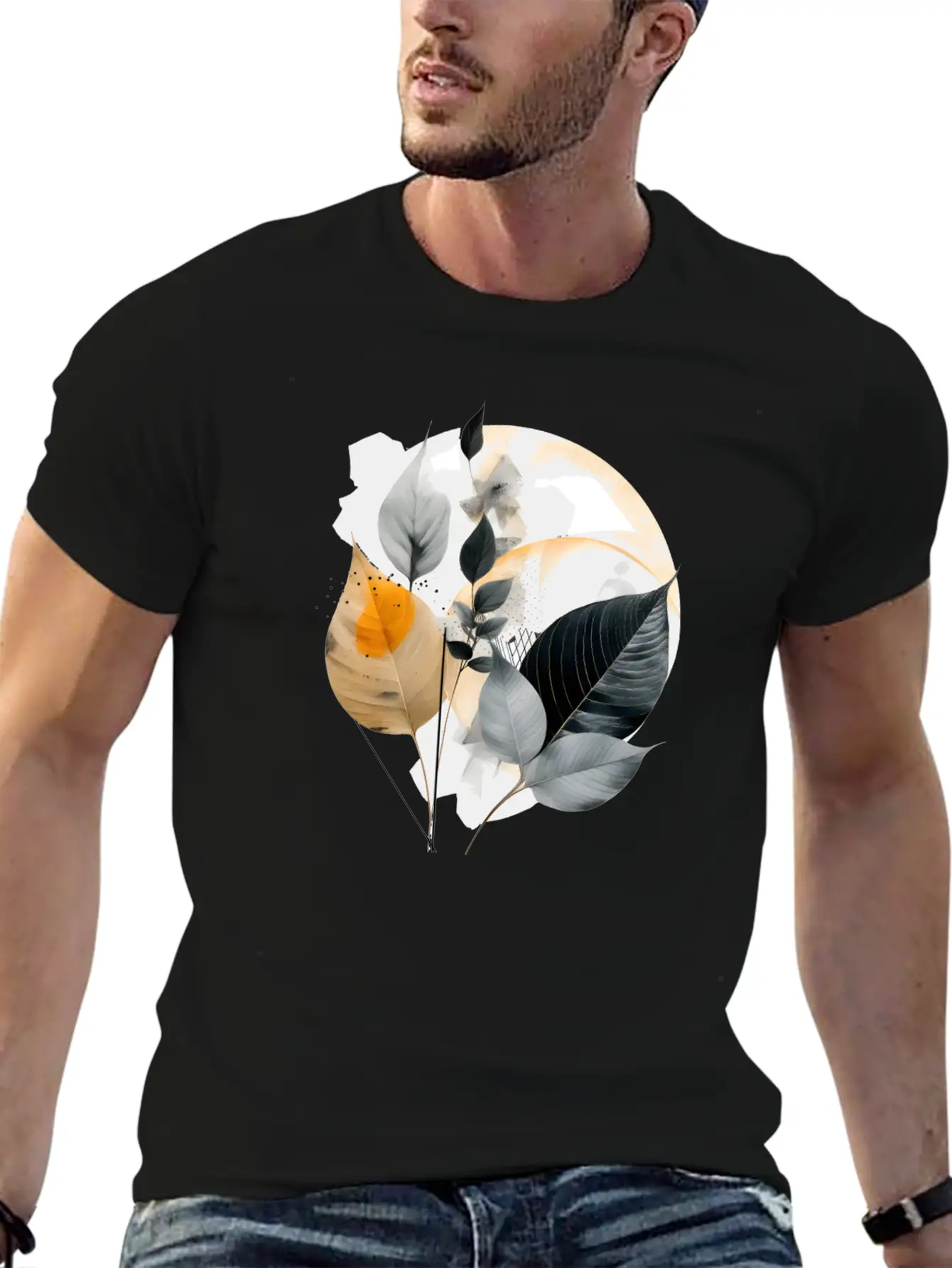Autumn Leaves Modern Artwork Basic Graphic T-Shirt – Daily Comfort In Soft Cotton