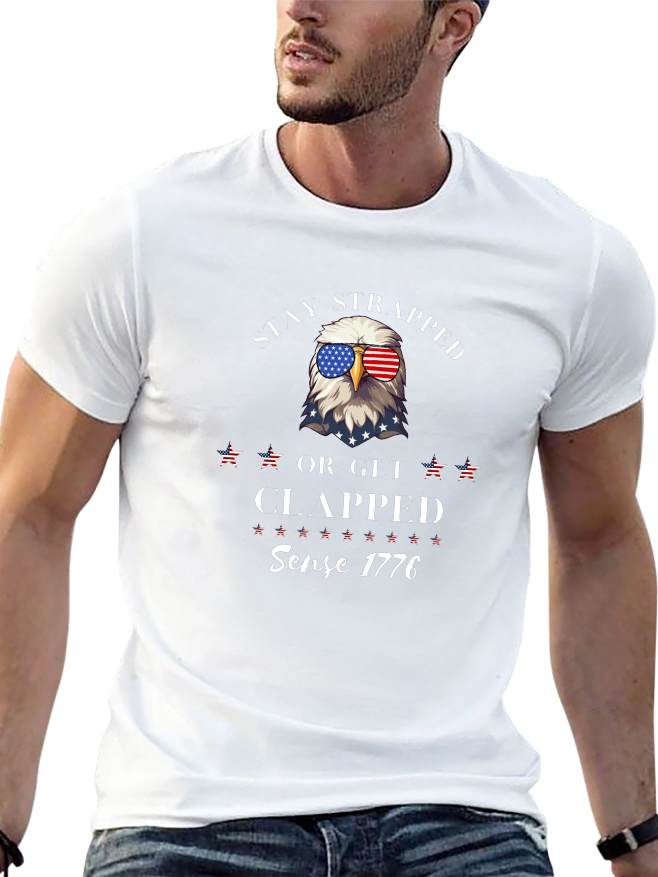 Stay Strapped Eagle T-Shirt Patriotic Design