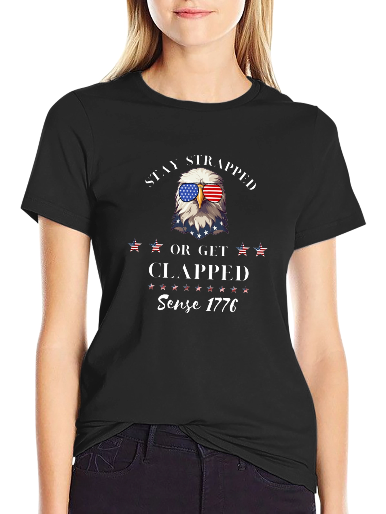 Stay Strapped Eagle T-Shirt Patriotic Design