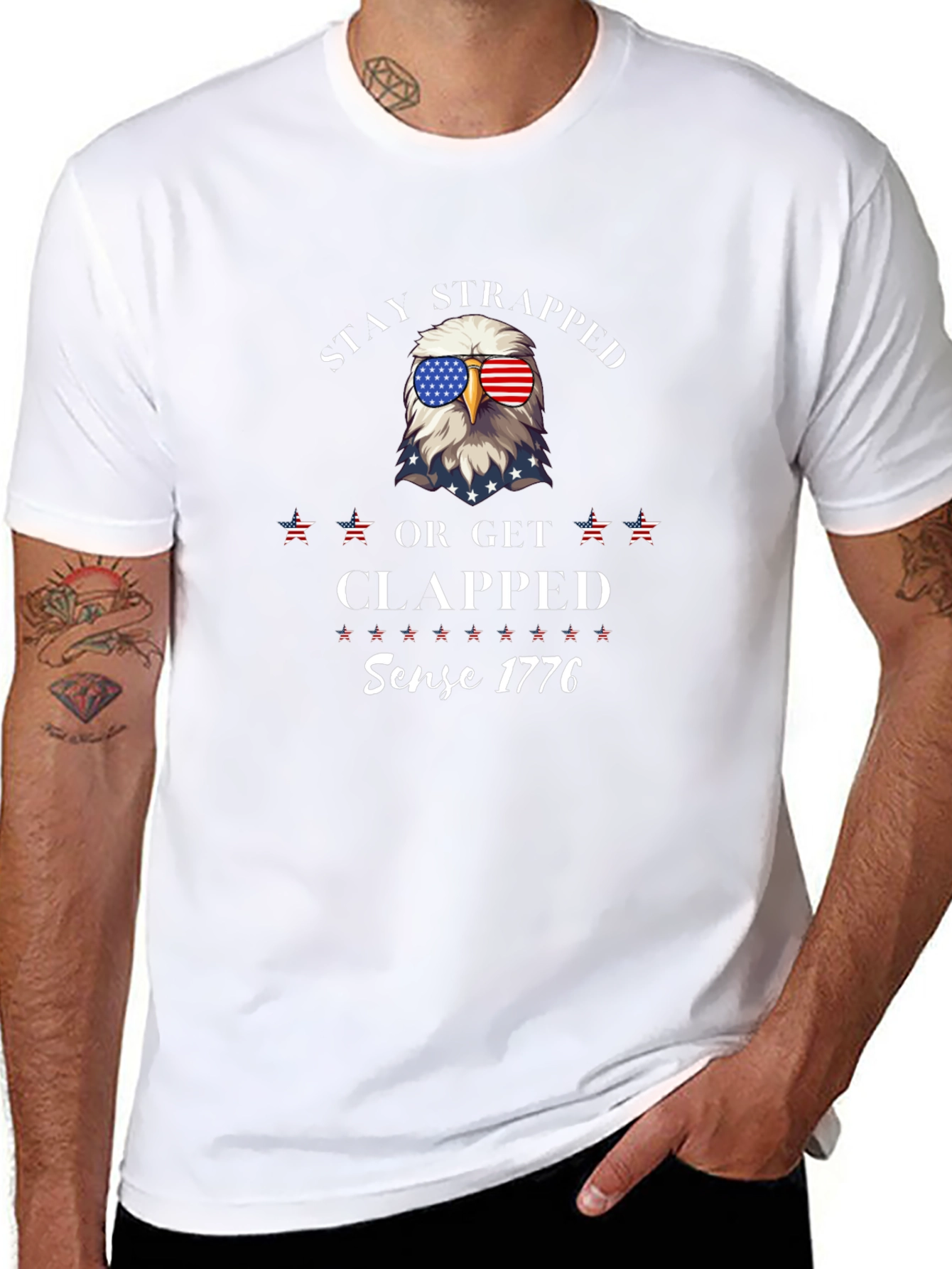 Stay Strapped Eagle T-Shirt Patriotic Design