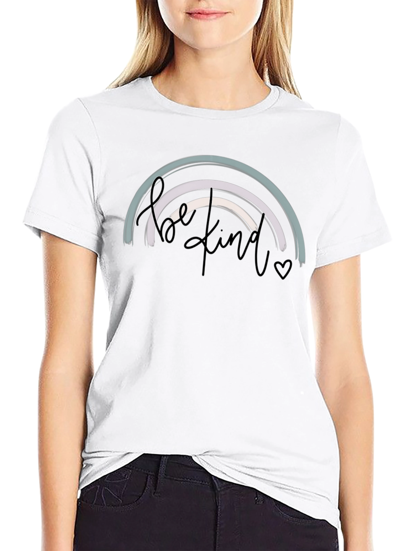 Be Kind Rainbow Graphic Tee - Black