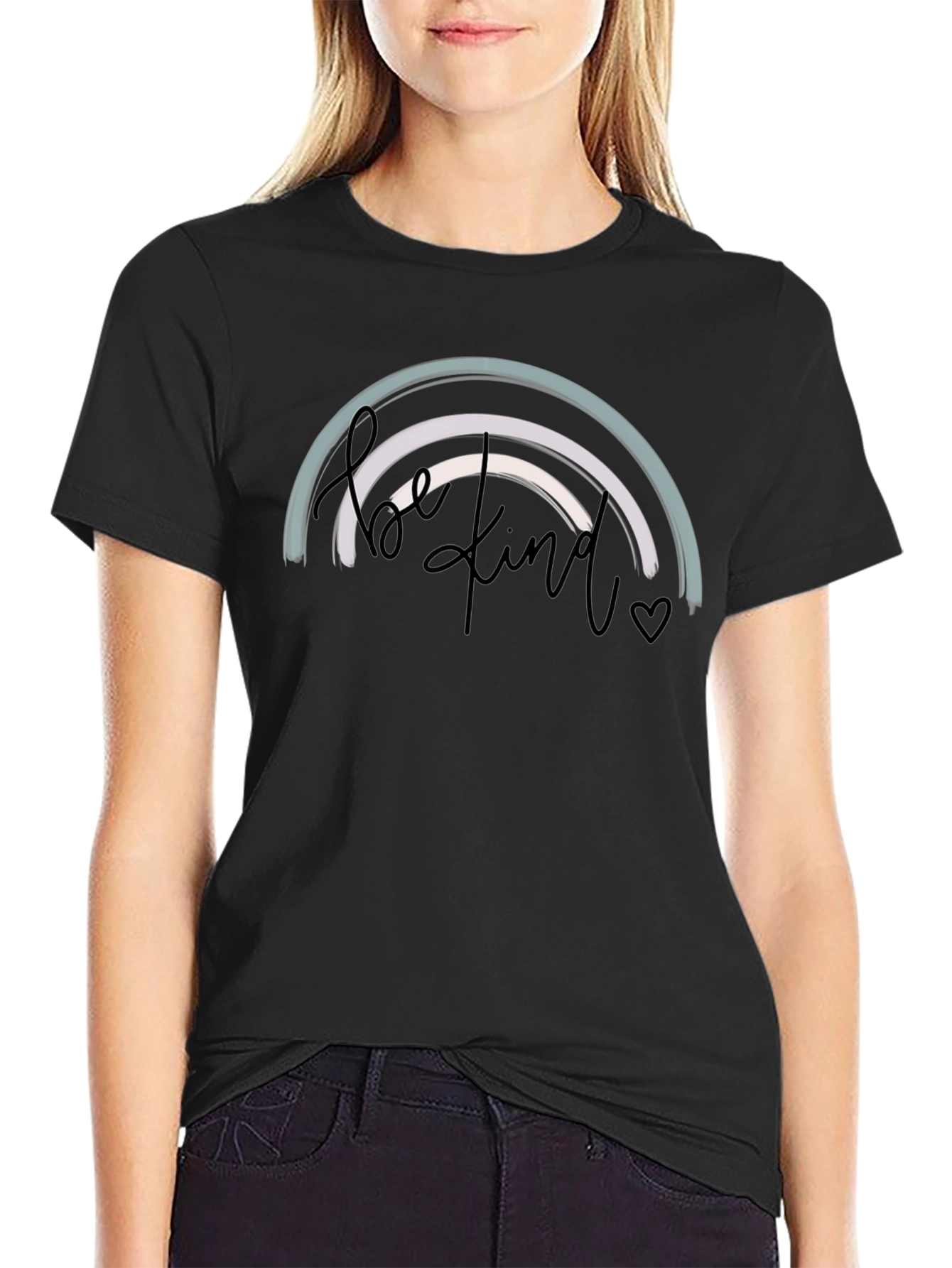 Be Kind Rainbow Graphic Tee - Black