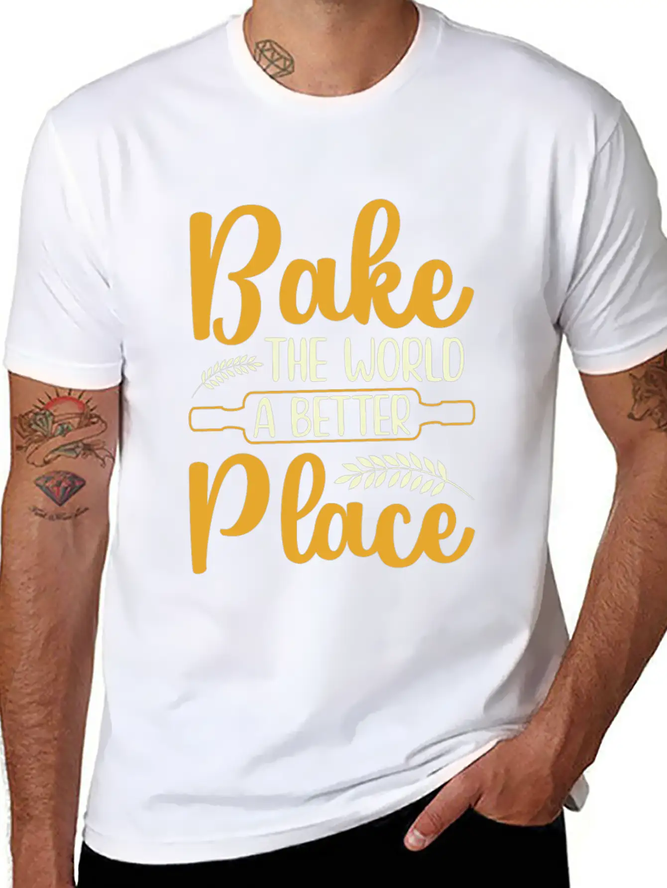 Bake The World A Better Place Funny Baking Relaxed Everyday Tee – Lightweight And Durable Cotton