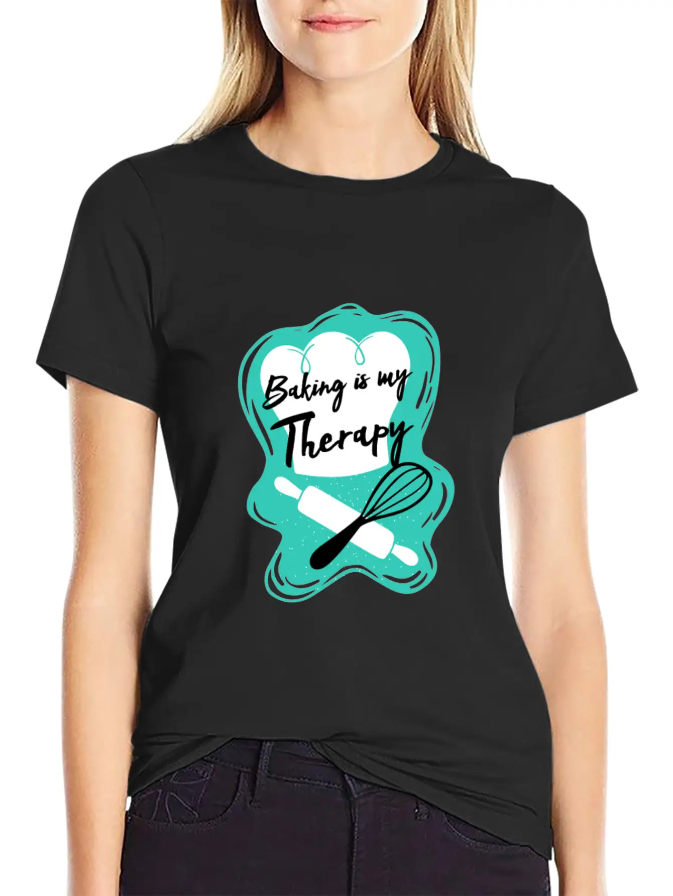 Baking Is My Therapy Lightweight Cotton T-Shirt – Daily Comfort Graphic Shirt
