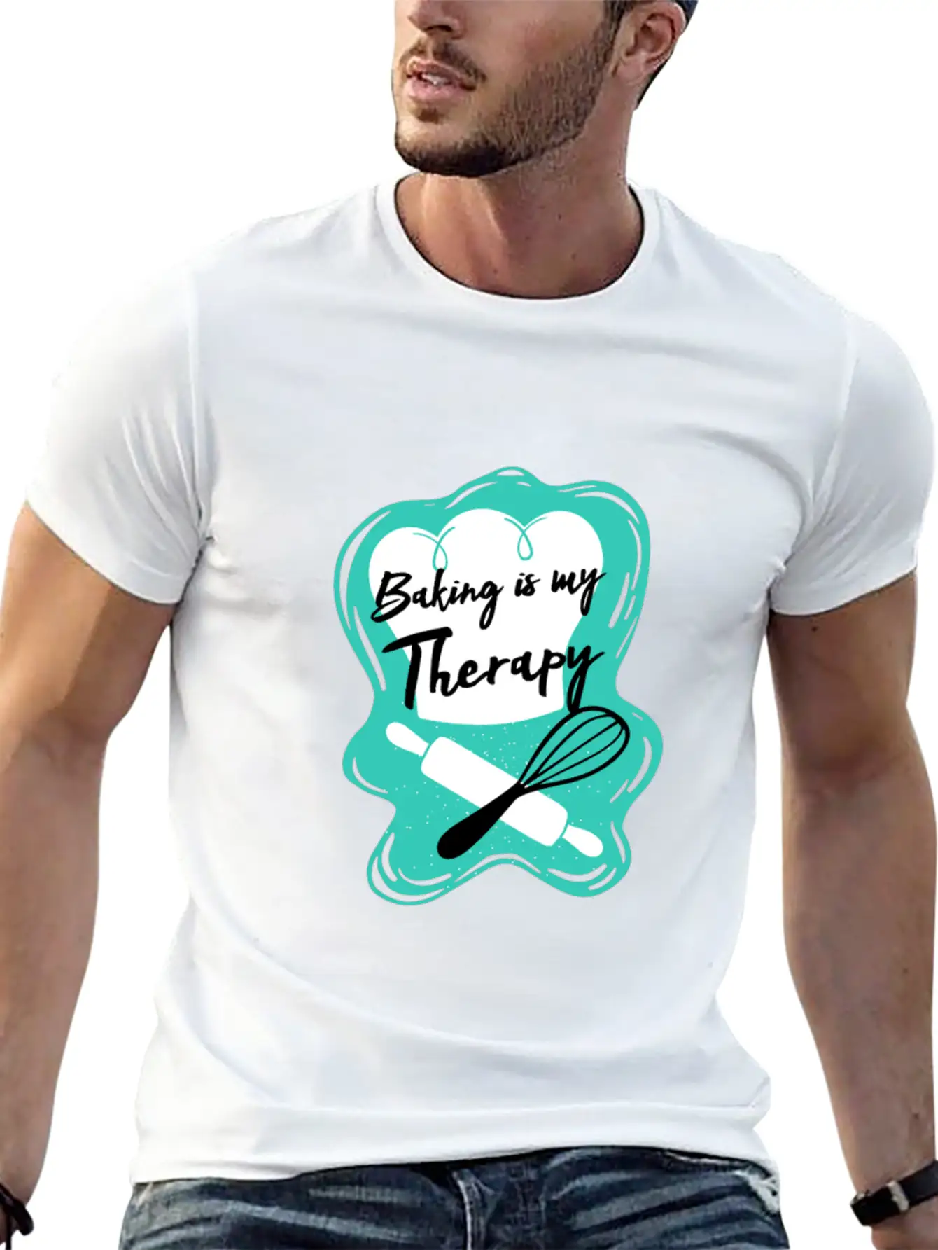 Baking Is My Therapy Lightweight Cotton T-Shirt – Daily Comfort Graphic Shirt