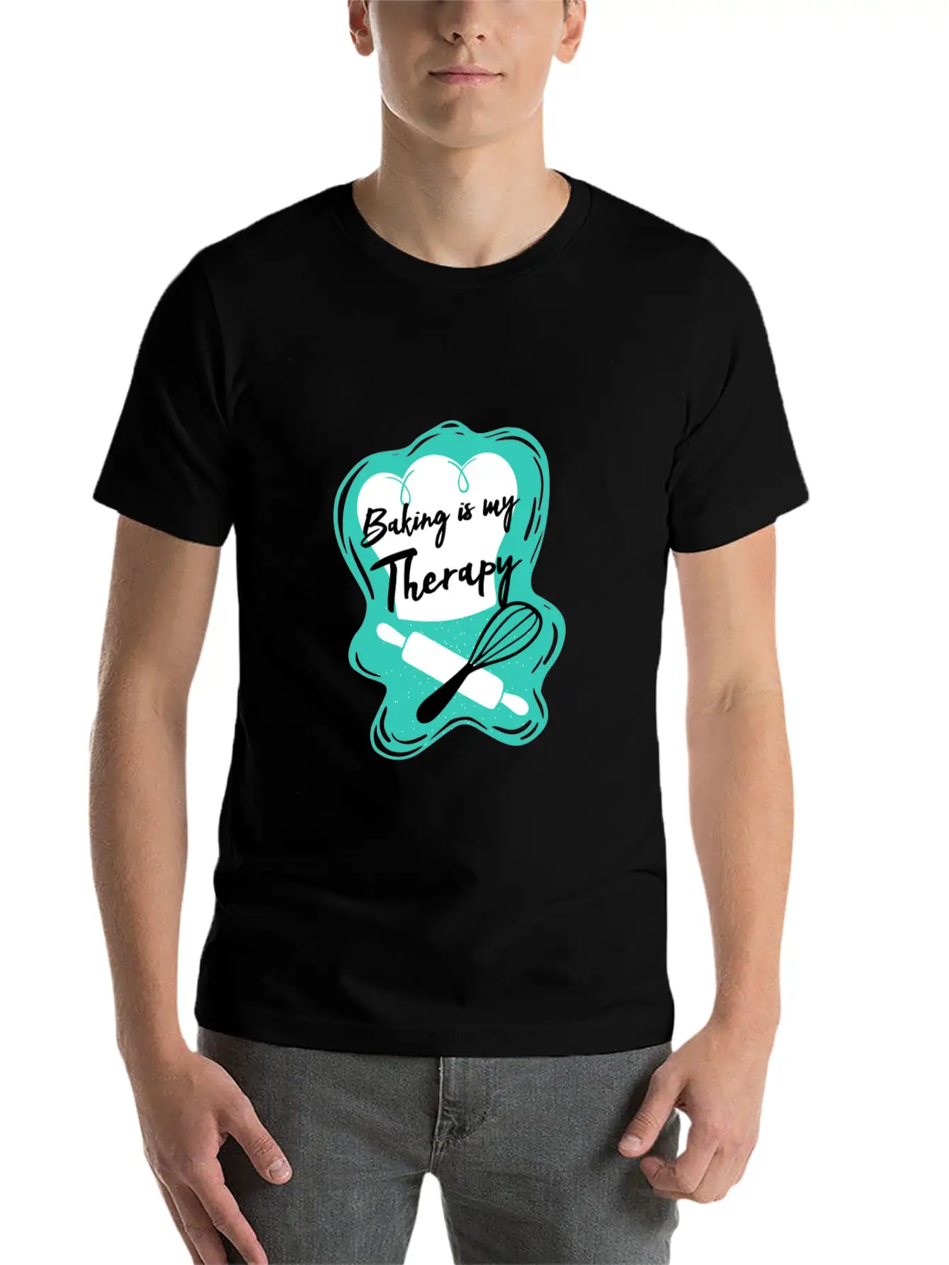 Baking Is My Therapy Lightweight Cotton T-Shirt – Daily Comfort Graphic Shirt