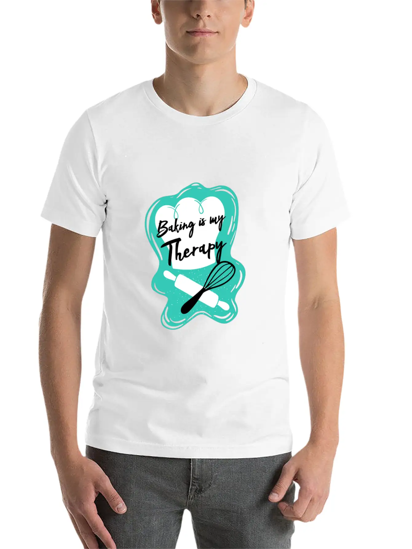 Baking Is My Therapy Lightweight Cotton T-Shirt – Daily Comfort Graphic Shirt