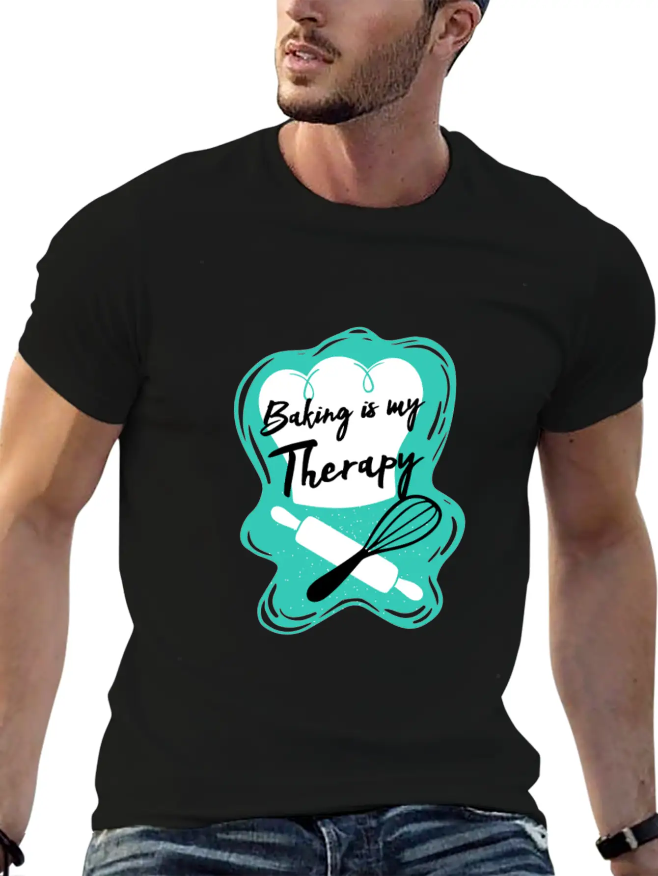 Baking Is My Therapy Lightweight Cotton T-Shirt – Daily Comfort Graphic Shirt