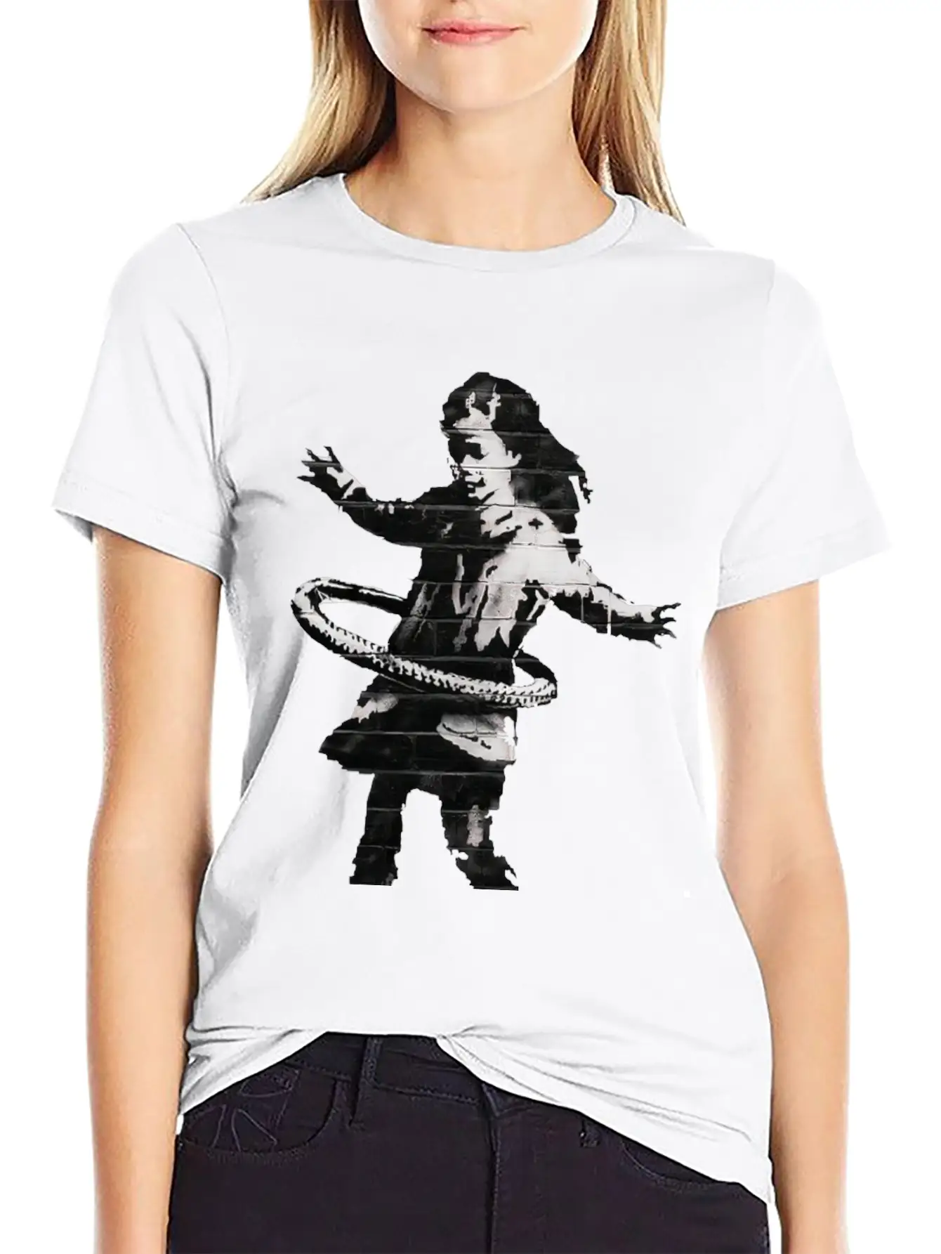 Banksy HulaHoop Girl Nottingham Ilkeston Road Classic Fit Graphic Tee For Daily Comfort – Unisex Cotton Shirt