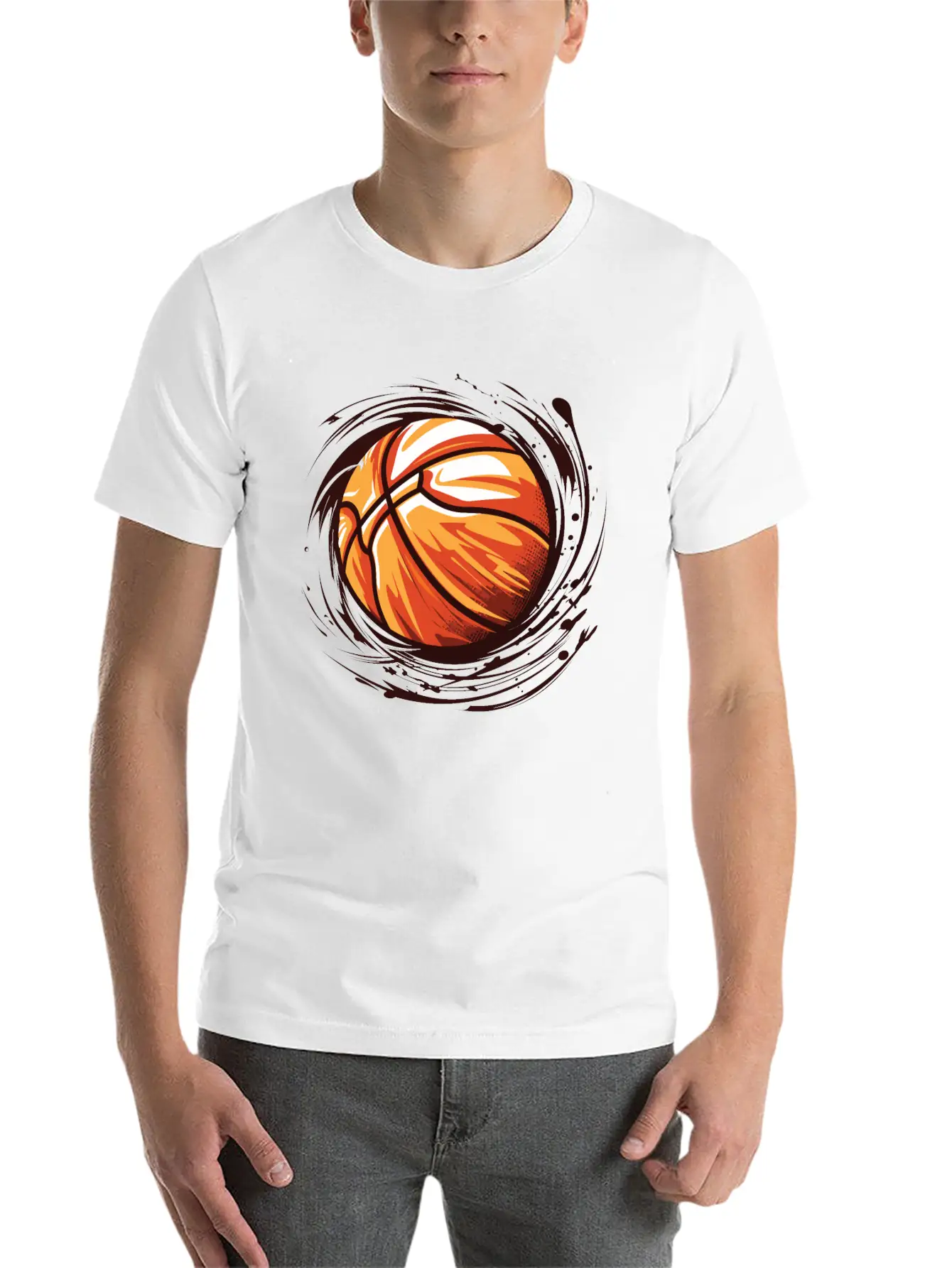 Basketball With Paint Splatter Comfortable Minimalist Graphic Tee – Summer Style Essential