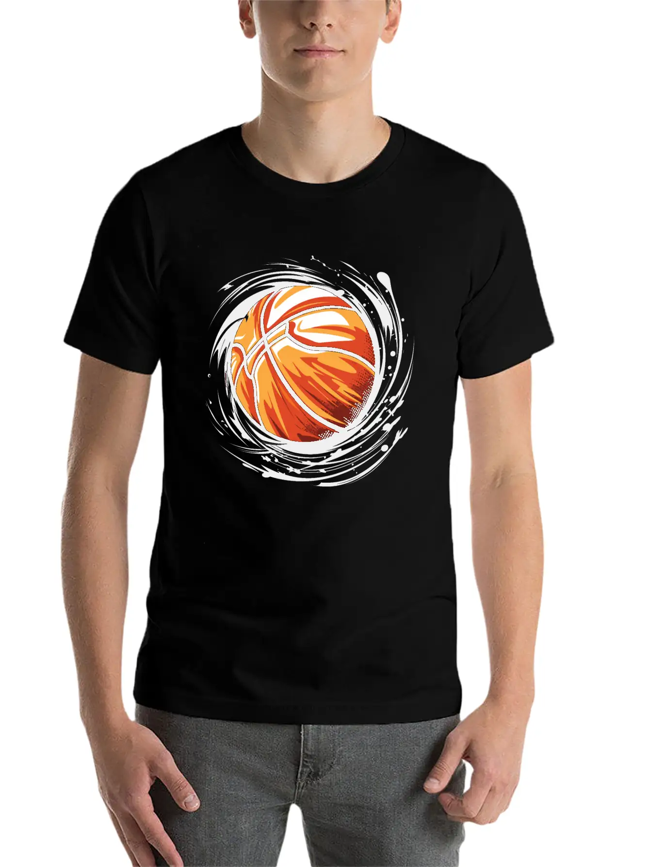 Basketball With Paint Splatter Comfortable Minimalist Graphic Tee – Summer Style Essential