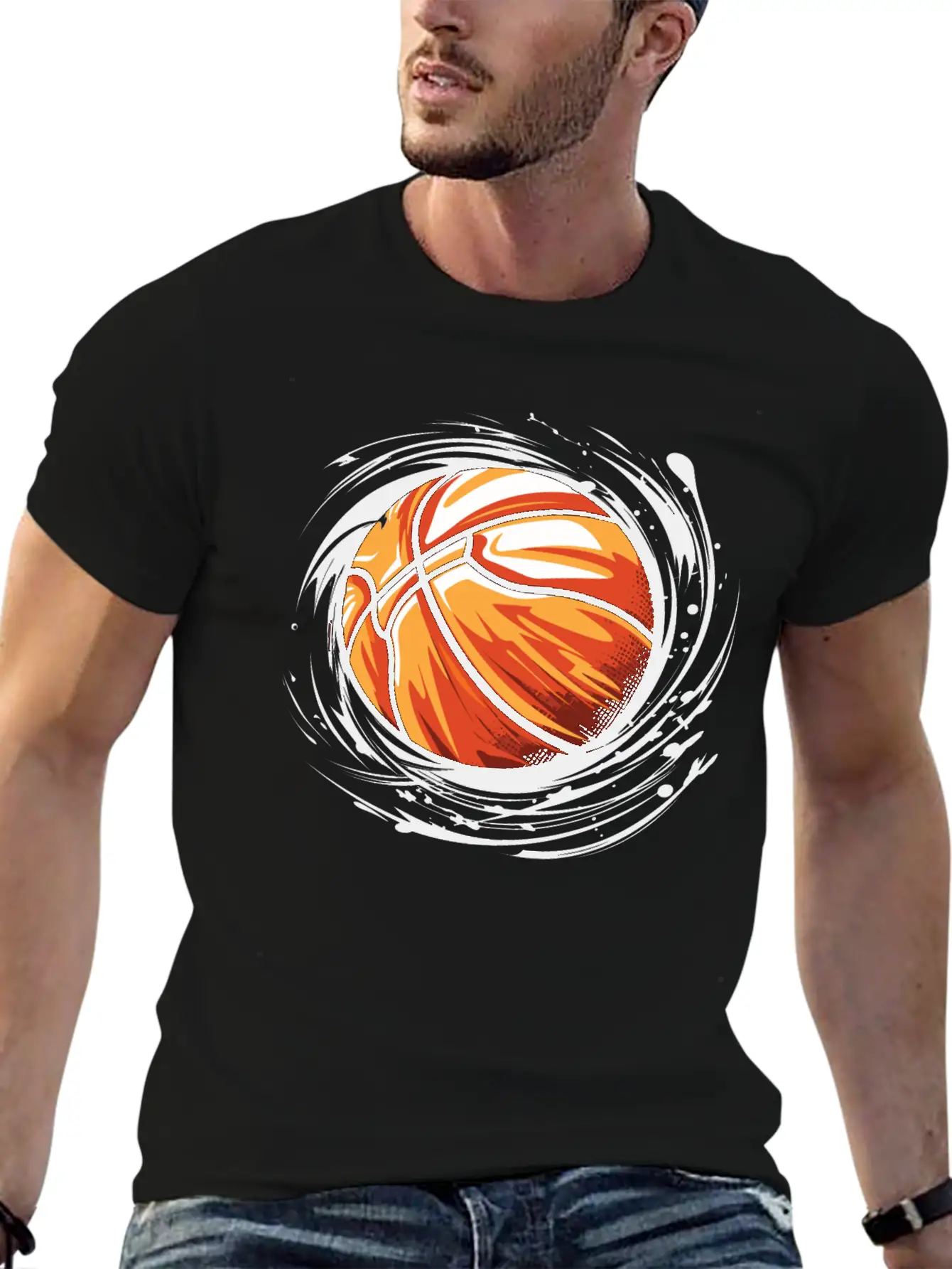 Basketball With Paint Splatter Comfortable Minimalist Graphic Tee – Summer Style Essential