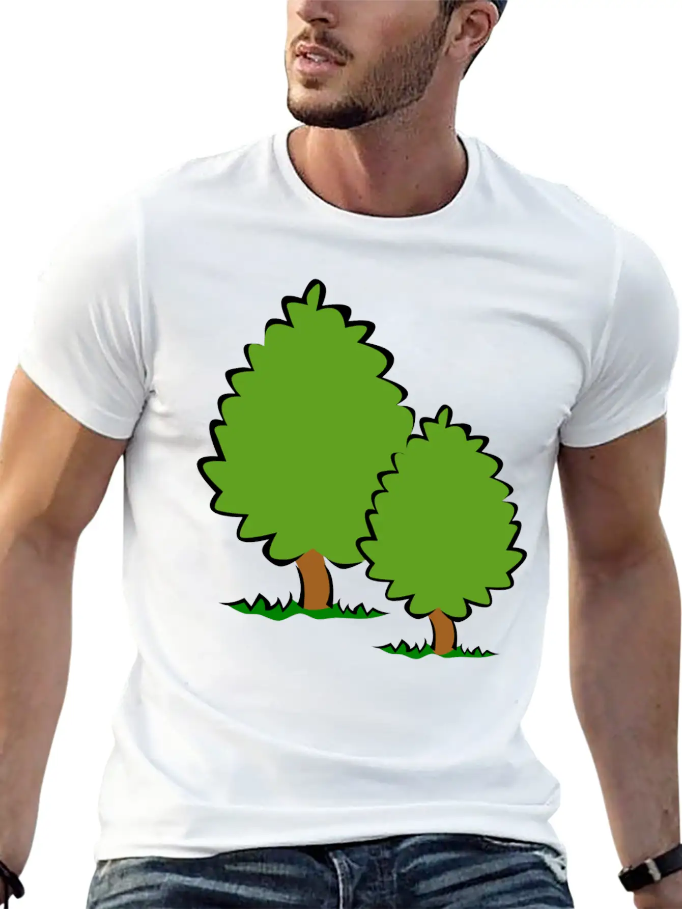 Baum Tree Baumstamm Wald Forest Woods75 Lightweight Cotton T-Shirt – Daily Comfort Graphic Shirt