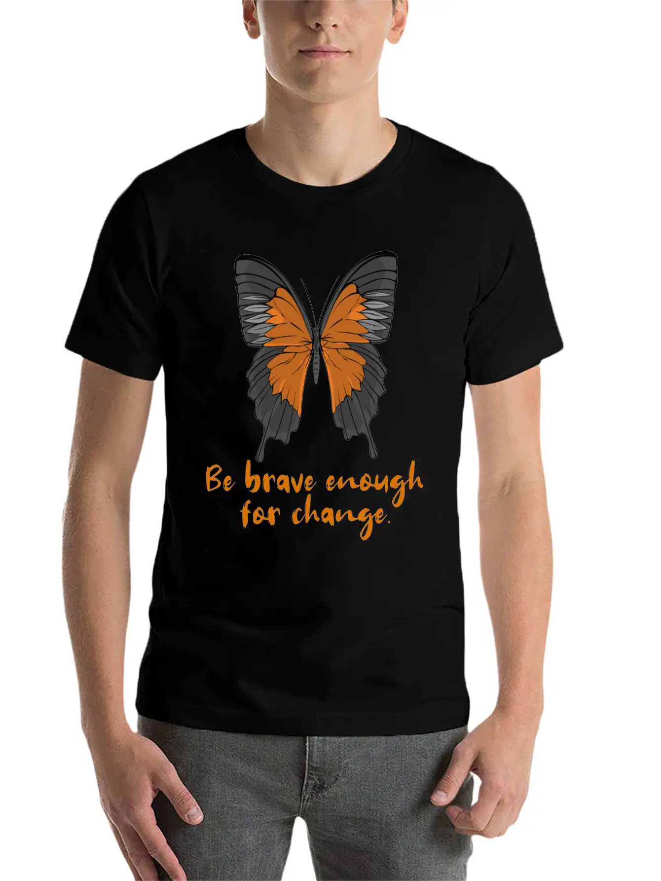 Be Brave Enough For Change. Lightweight Cotton T-Shirt – Daily Comfort Graphic Shirt