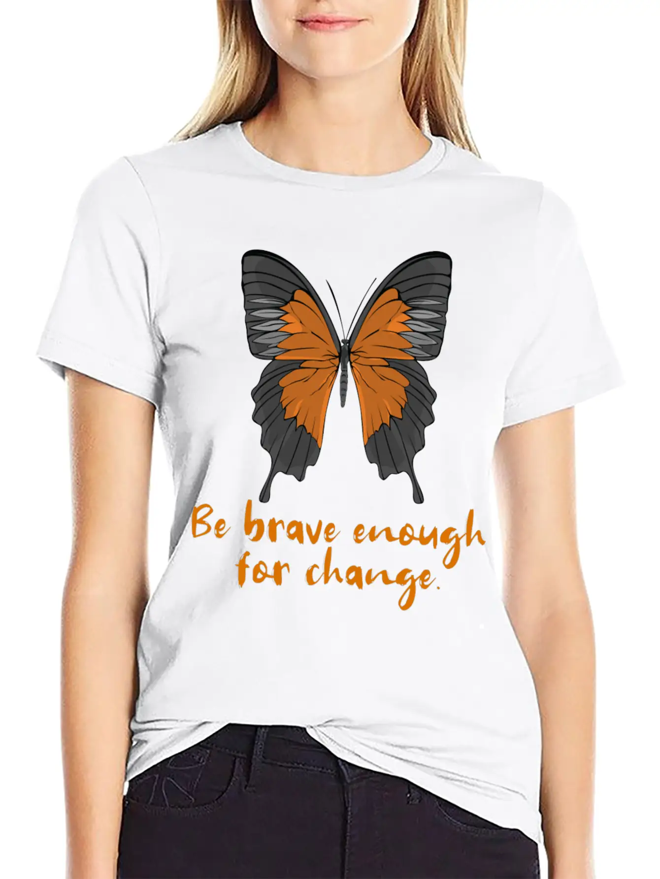 Be Brave Enough For Change. Lightweight Cotton T-Shirt – Daily Comfort Graphic Shirt